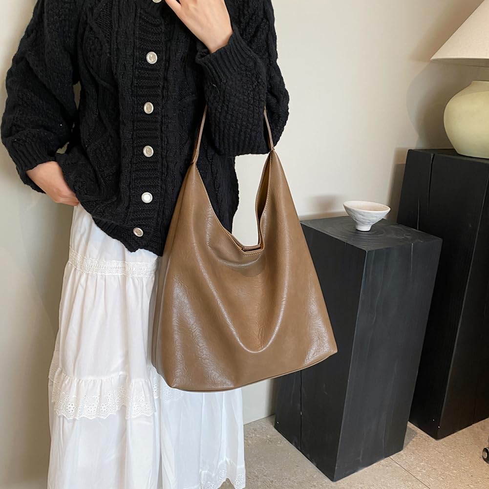 Large PU Leather Tote Bag – Women’s Soft Shoulder Handbag with Coin Purse