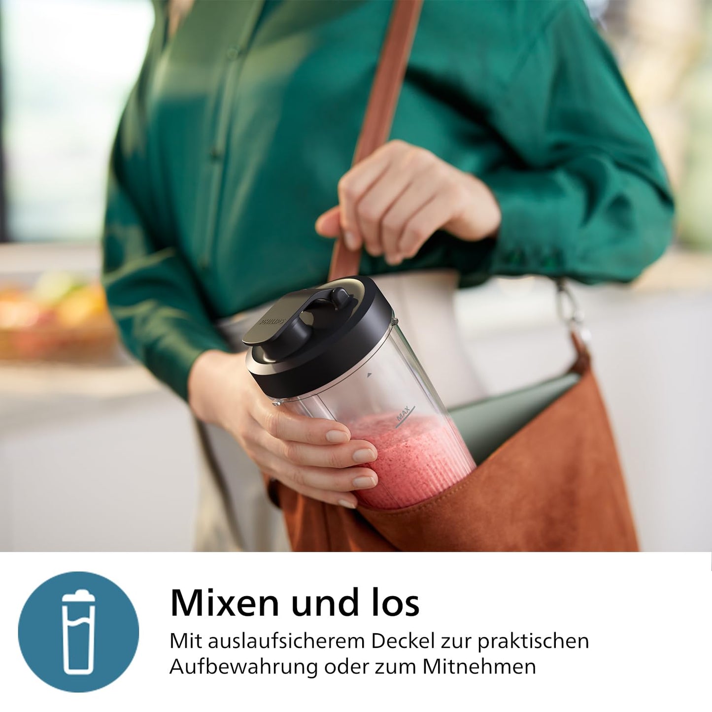 Philips Standmixer (450 Watt, ProBlend-Technologie, 1,9 Liter Kunststoffbehälter, inkl. Trinkflasche) schwarz