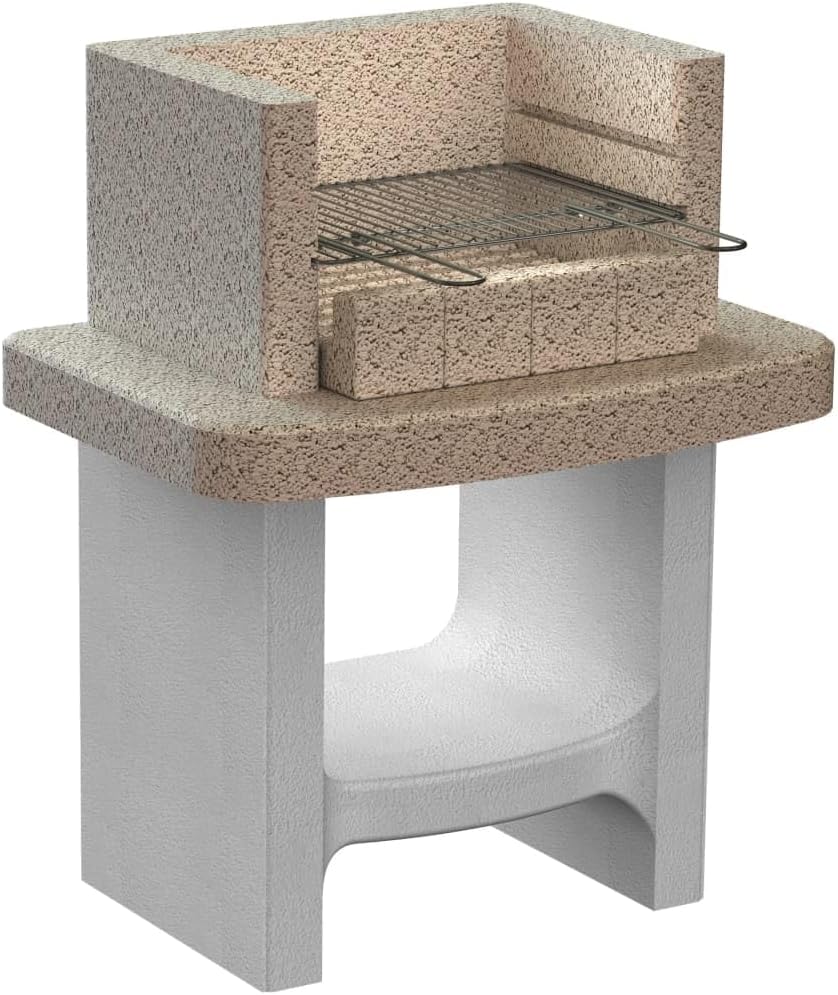 Concrete charcoal grill with shelf, article material: concrete