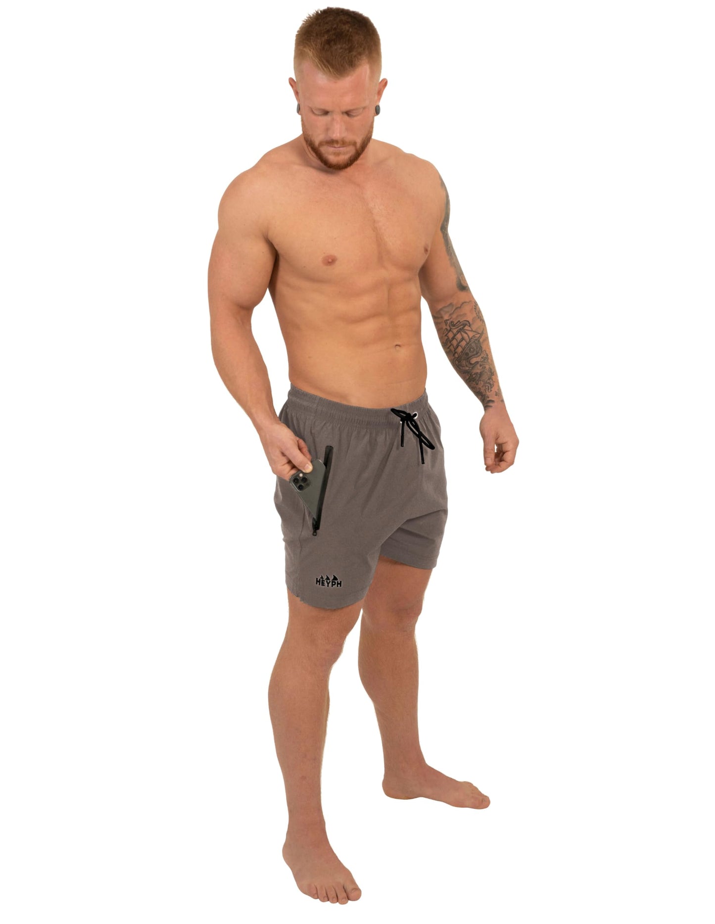 Men’s Designer Swim Shorts – Short Length with Zipper Pockets