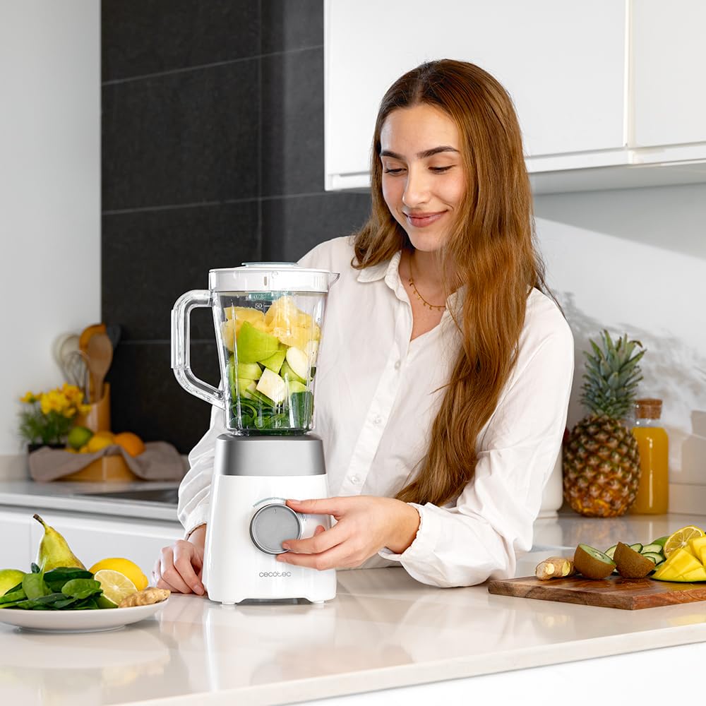 Cecotec Standmixer Power Black Titanium 1800MAX Blend It, 1800 W maximale Leistung, 5 Geschwindigkeiten, 6 Klingen aus Edelstahl, Ice-Crush-Funktion, Turbo- und Smoothie-Funktion, AutoClean-Funktion