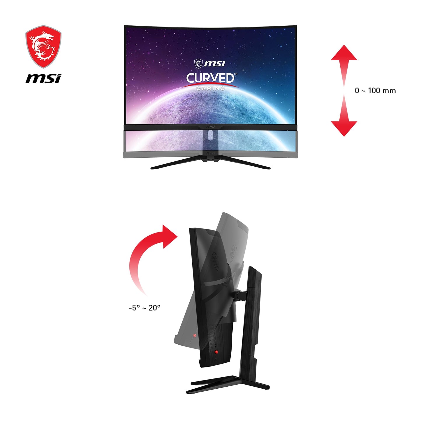 MSI G2422C 23,6 Zoll FHD Curved Gaming Monitor - 1500R 1920 x 1080 VA Panel, 180Hz / 1ms, Adaptive Sync - DP 1.2a, HDMI 2.0b CEC