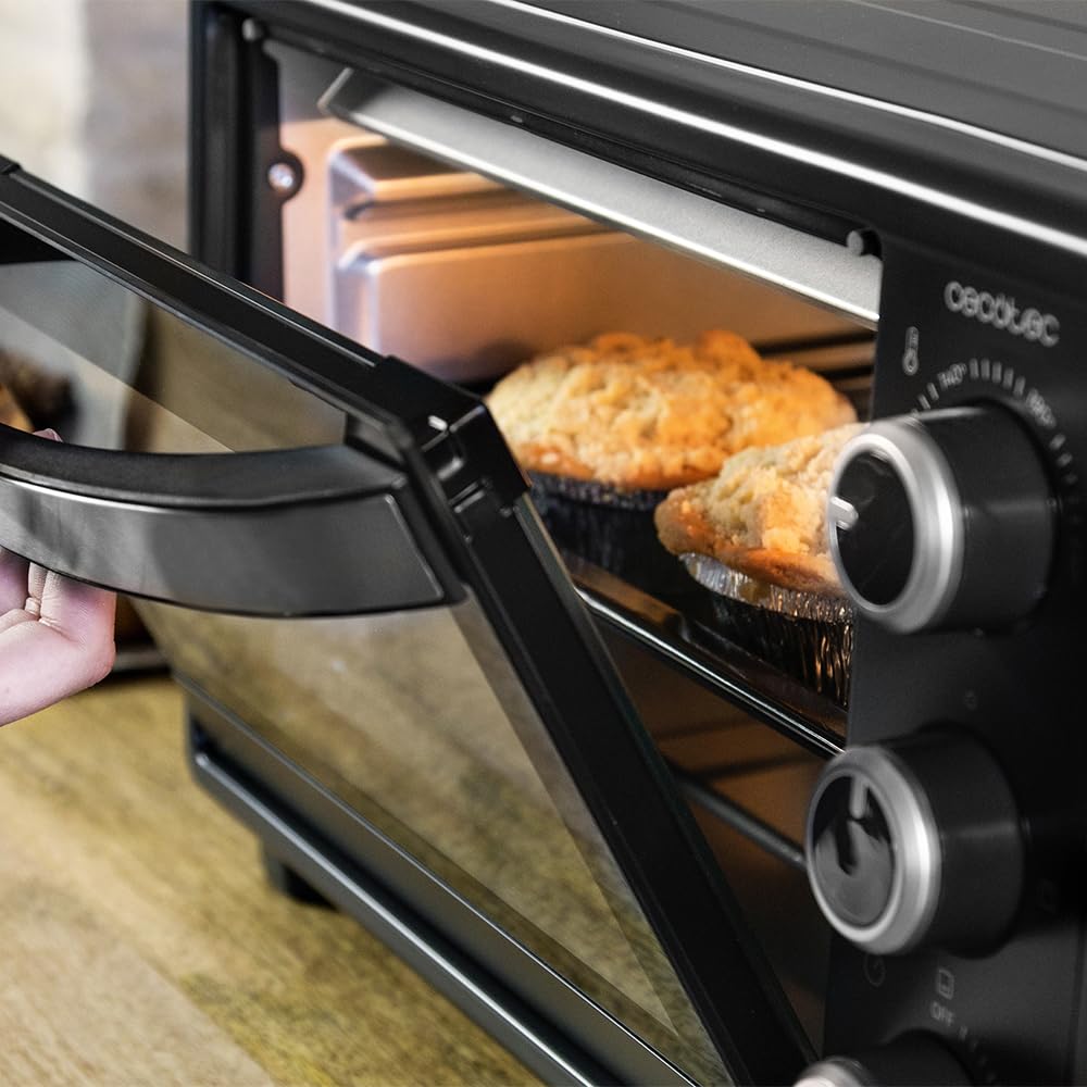Cecotec Tischofen Bake&Toast 1090 Black, 10 L, 1000 W, 60-Minuten-Timer, Temperaturregelung bis zu 230ºC, Backblech, Grillrost und Zange mit Griff