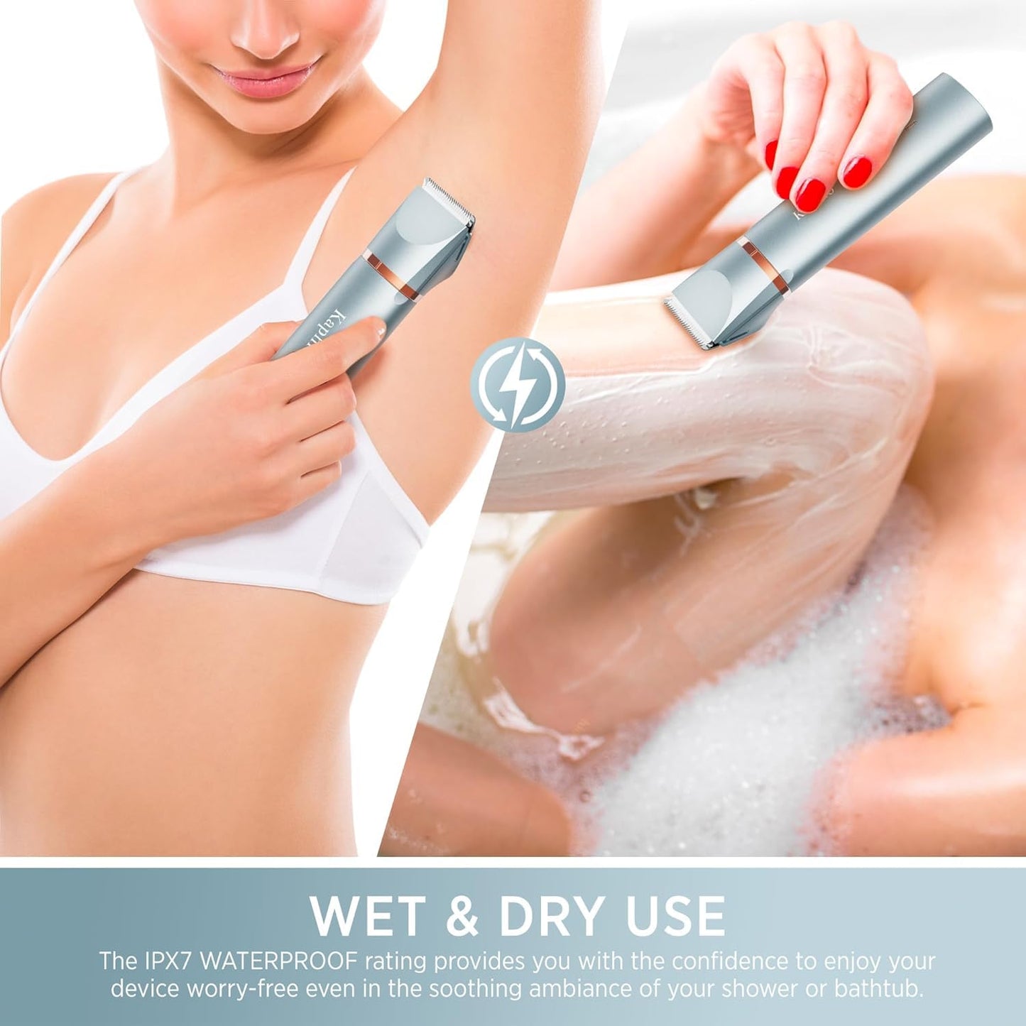 Bikini Trimmer für Frauen Schamhaare 2 in 1 Eletctric Rasierer für Frauen Wiederaufladbarer Eletctric Rasierer für Frauen IPX7 Wasserdicht Bikini Trimmer für Achselbein Arm Körper Gesicht (Roségold)