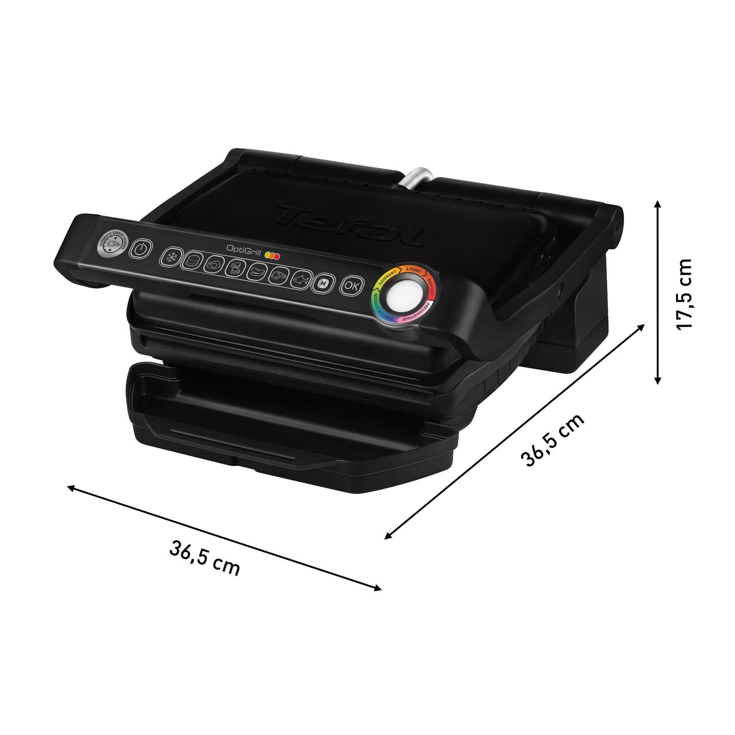 Tefal OptiGrill contact grill, 6 programs, cooking level indicator, removable plates, manual mode, electric grill, black, GC705816