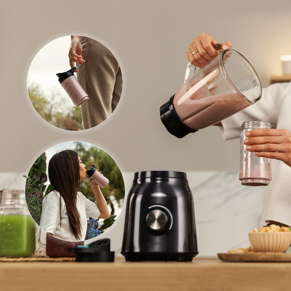 Cecotec Standmixer Power Black Titanium 1800MAX Blend It, 1800 W maximale Leistung, 5 Geschwindigkeiten, 6 Klingen aus Edelstahl, Ice-Crush-Funktion, Turbo- und Smoothie-Funktion, AutoClean-Funktion