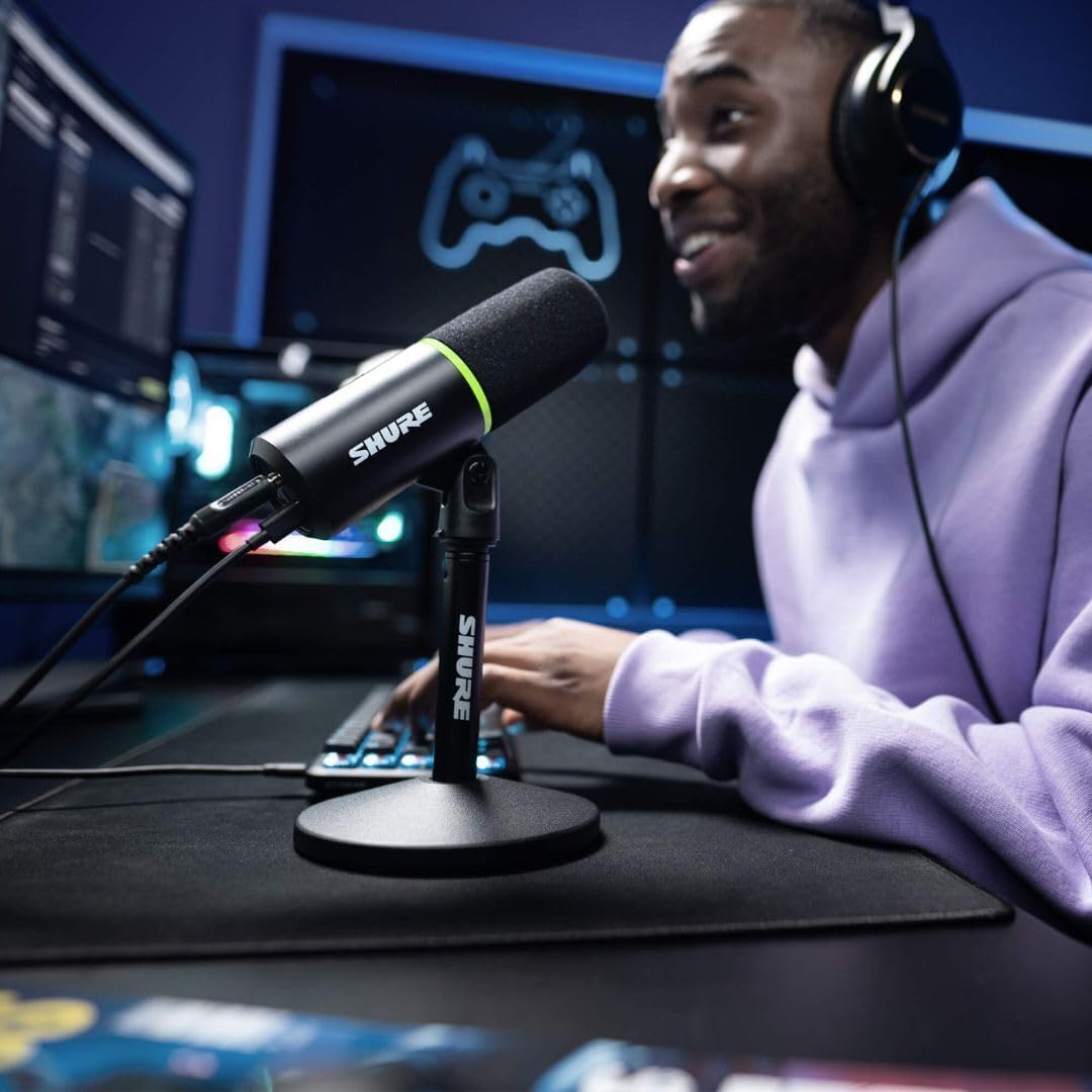 Shure MV6 USB Gaming Mikrofon, USB-C, Dynamisches Mikrofon, Streaming, Digital, für PC Gamer & Streamer