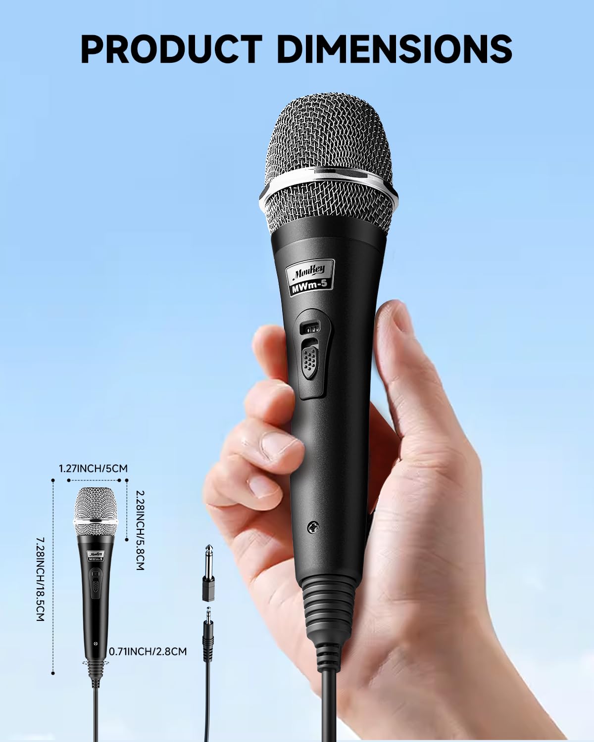 Moukey Dynamisches Mikrofon mit 4M/13ft Kabel, Metall Karaoke Handmikrofon, XLR-Mikrofon für Gesang/Bühne/Party, Kompatibel mit Karaoke Maschine/PA Anlage/Verstärker/Mixer, Grau