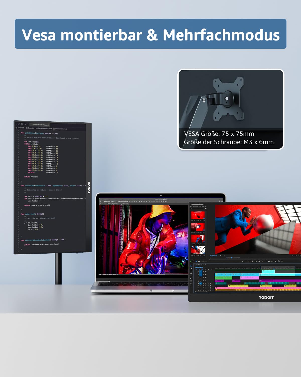 Yodoit Portable Monitor 15,6 Zoll 1920 x 1080 FHD Tragbarer Monitor IPS-Display mit USB Typ C Eingebaute Lautsprecher Eye Care Bildschirm für PC, Laptop, Xbox, PS 3/4/5, Switch und TV