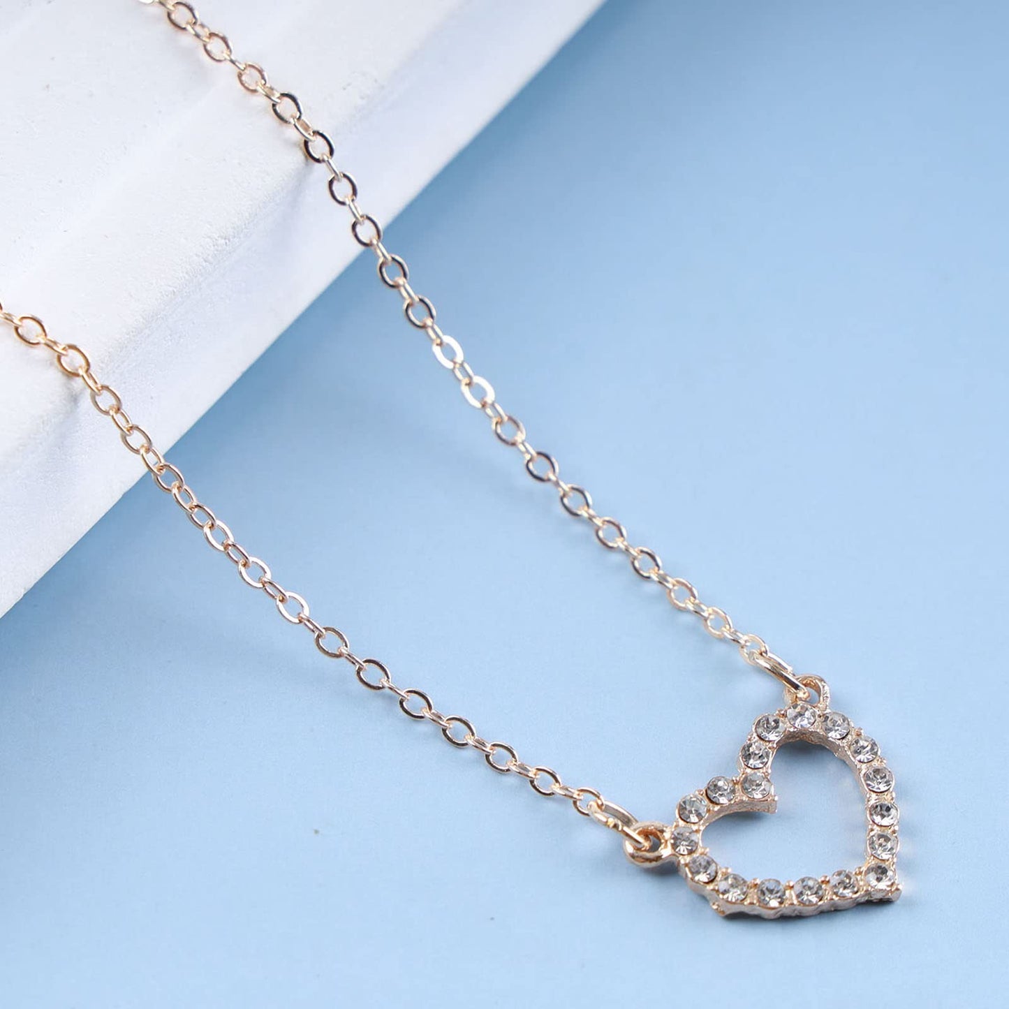 Atentuyi Tiny CZ Heart Pendant Necklace