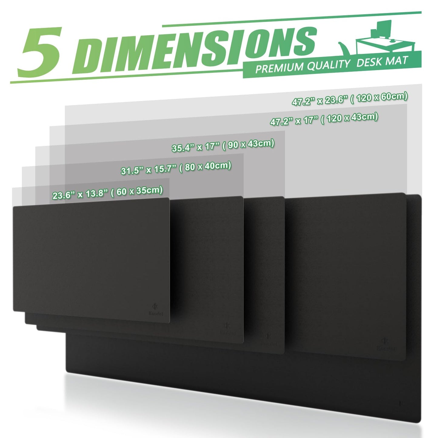 K KNODEL Tischunterlage, Schreibtischunterlage, 80 x 40cm PVC Tischunterlage, Laptop Tischunterlage, wasserdichte Schreibunterlage für Büro- oder Heimbereich, doppelseitig (Schwarz/Schwarz)
