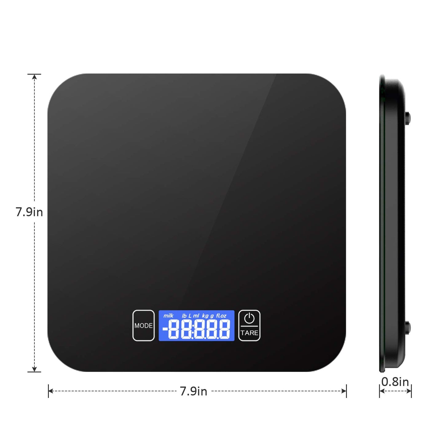 Digitale Küchenwaage 15kg/33lb Digitalwaage Elektronische Waage Küche Haushaltswaage Hochpräzise Lebensmittelwaage LCD Display mit Sicherheitsglas Wiegefläche und Tara