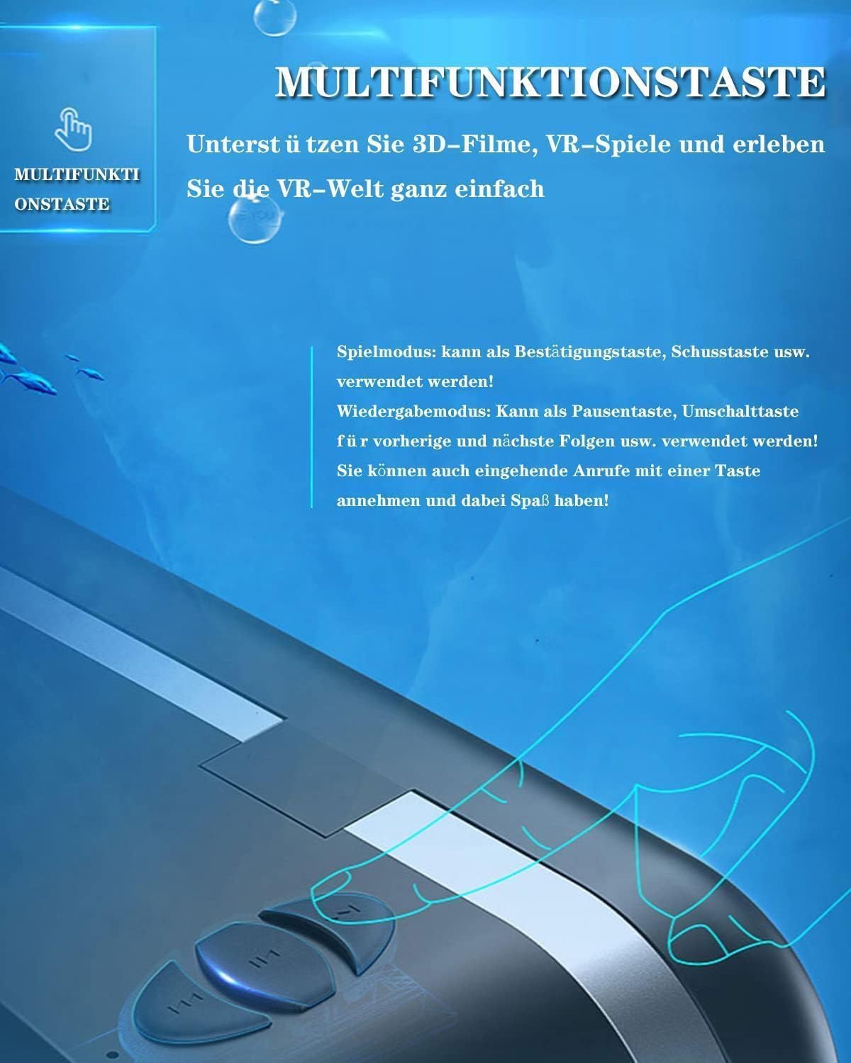 VR Brille für Handy,VR Headset Virtual Reality Brille 3D mit Bluetooth Fernbedienung Erleben Spiele für Android/iOS 4,7-7,2 Zoll Handys Kinder Erwachsene Geschenk 2023 New