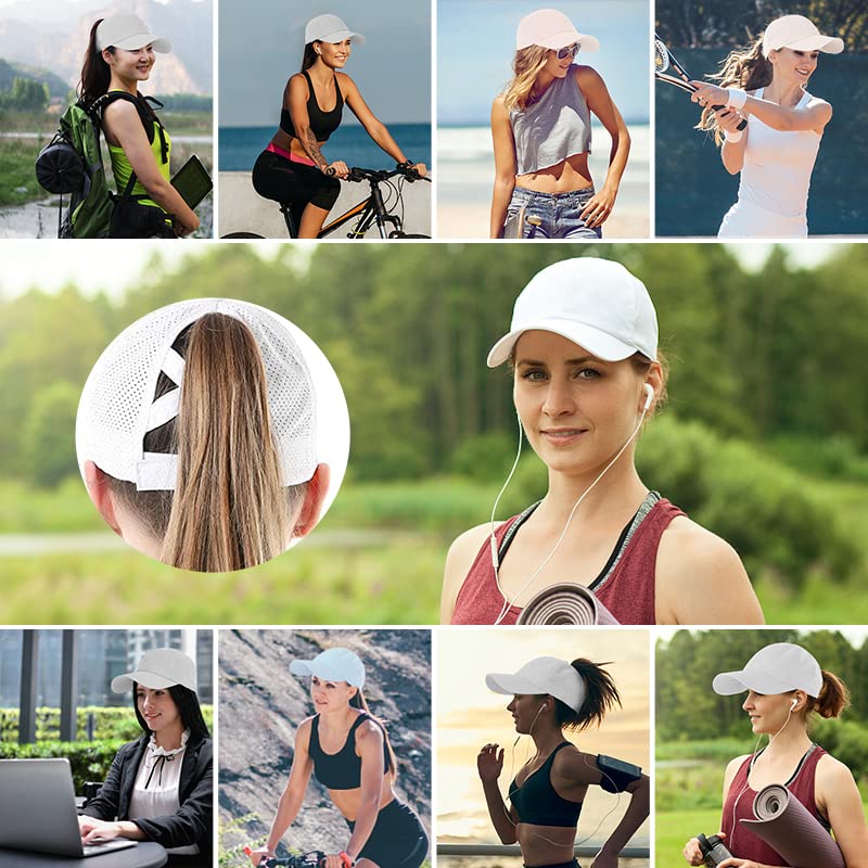 Womens Ponytail Hat Baseball Cap, Adjustable Criss Cross Baseball Cap High Bun Unisex Quick Drying Trucker Hats