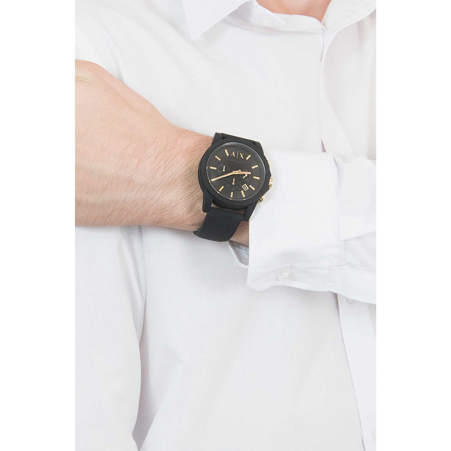 Armani Exchange Chronograph Uhr für Herren, Edelstahl mit 44mm Gehäusegröße