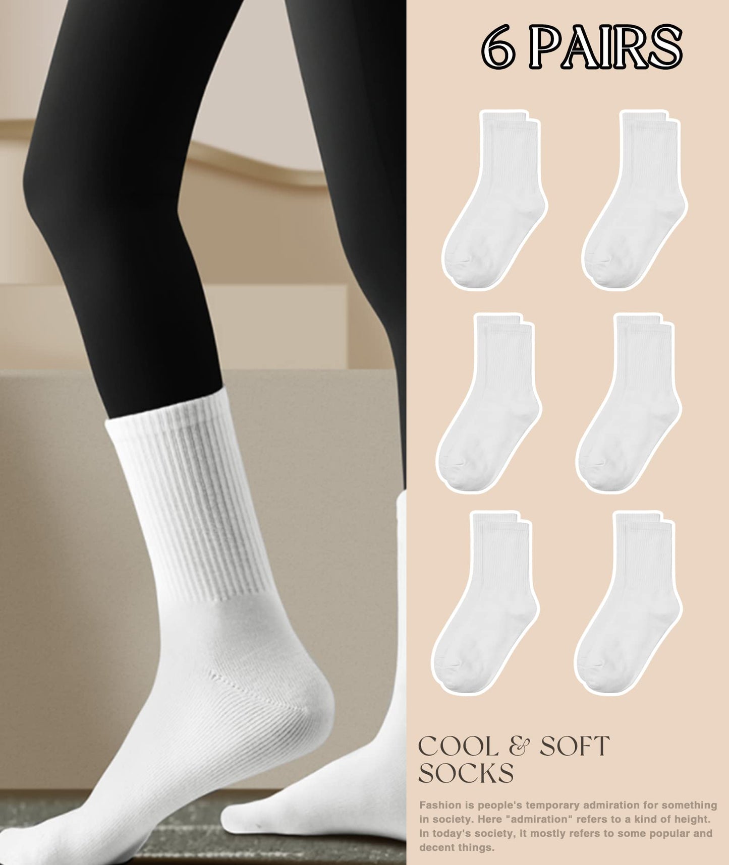 HAVE A TREE Women's Crew Socks – 3 to 6 Pack Lightweight Thin Casual Calf Socks