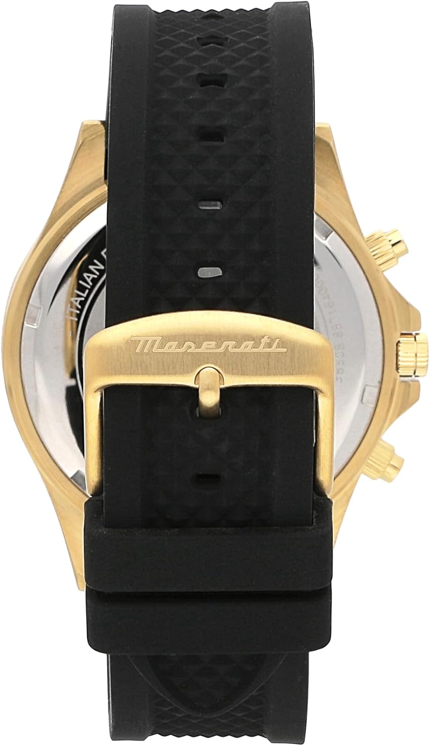 Maserati men's watch, Sfida collection, made of stainless steel, yellow gold PVD, silicone, with silicone strap - R8871640001