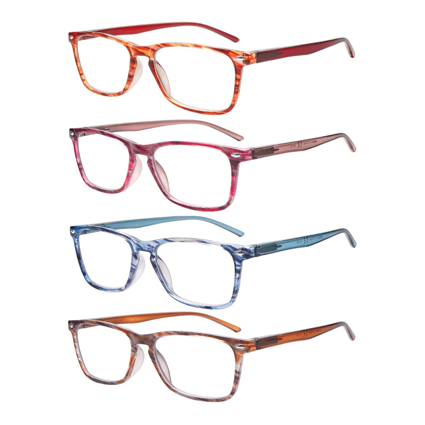 ZONLON 4er-Pack Lesebrille für Damen Modebrille Lesehilfe mit Federscharniere Blaulichtfilter Brillen Leicht und Bequem