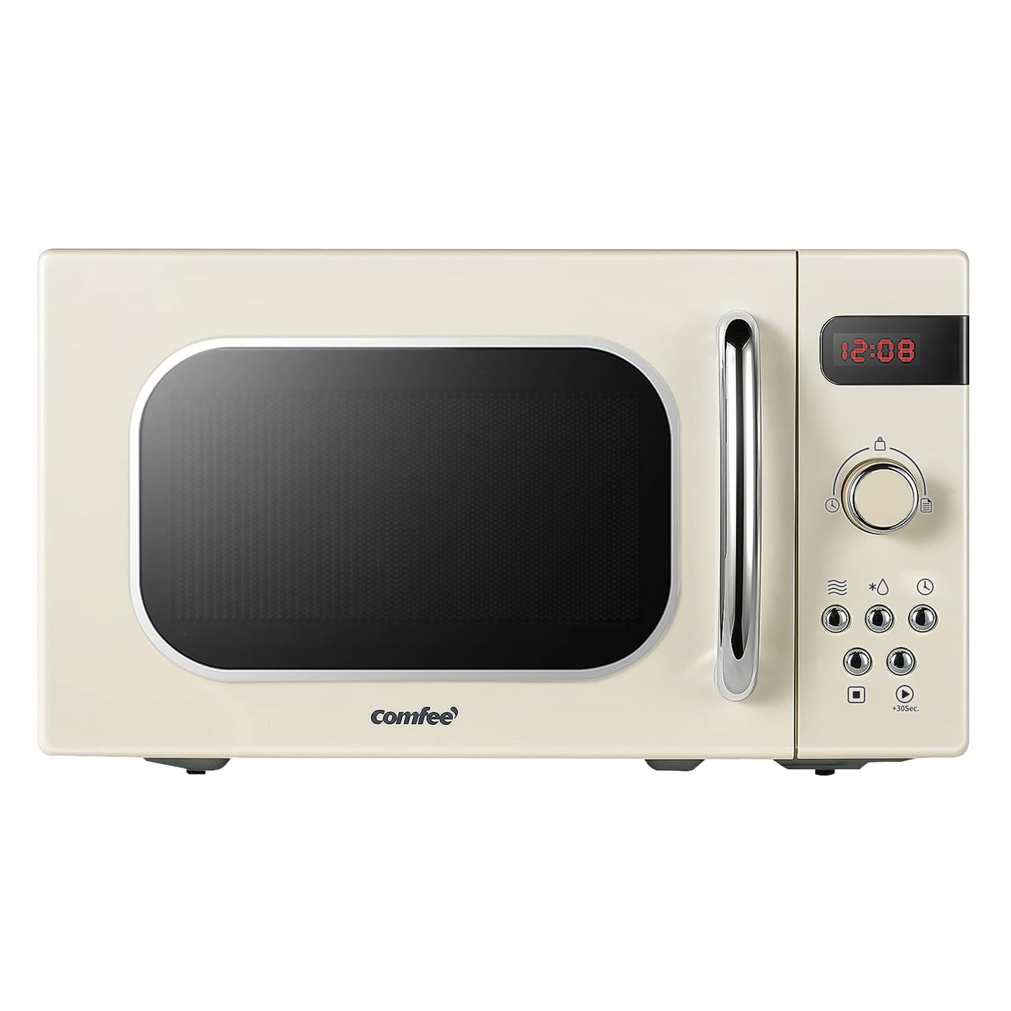 Comfee CMSN 20 wh Mikrowelle / Solo-Mikrowelle mit 5 Leistungsstufen/ Innenbeleuchtung/ easy Defrost/360°Drehteller / Zwei Drehregler/20L/700W/ Weiß, Mechanisch