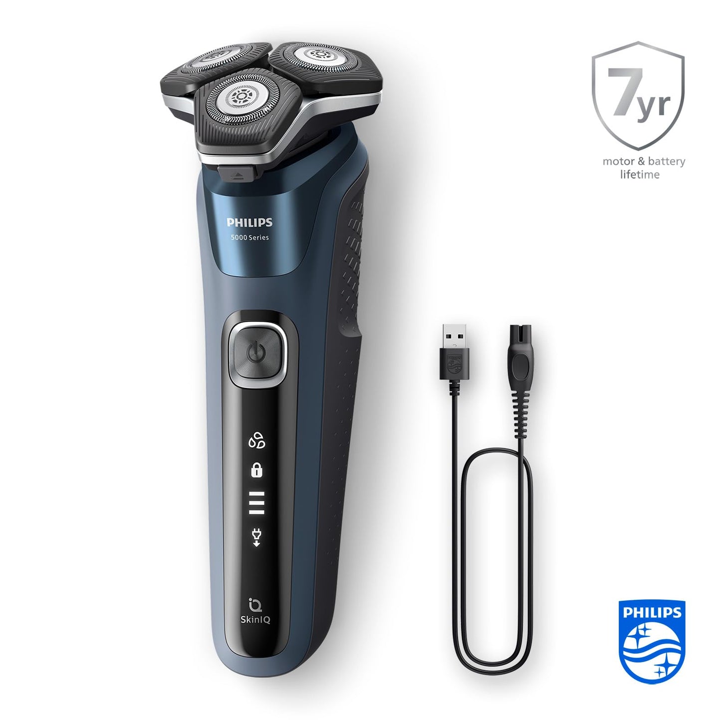 Philips Shaver Series 5000 – Elektrischer Nass- und Trockenrasierer für Herren mit ausklappbarem Trimmer, Reinigungsstation, Reinigungskartusche & Reiseetui (Modell S5898/50)