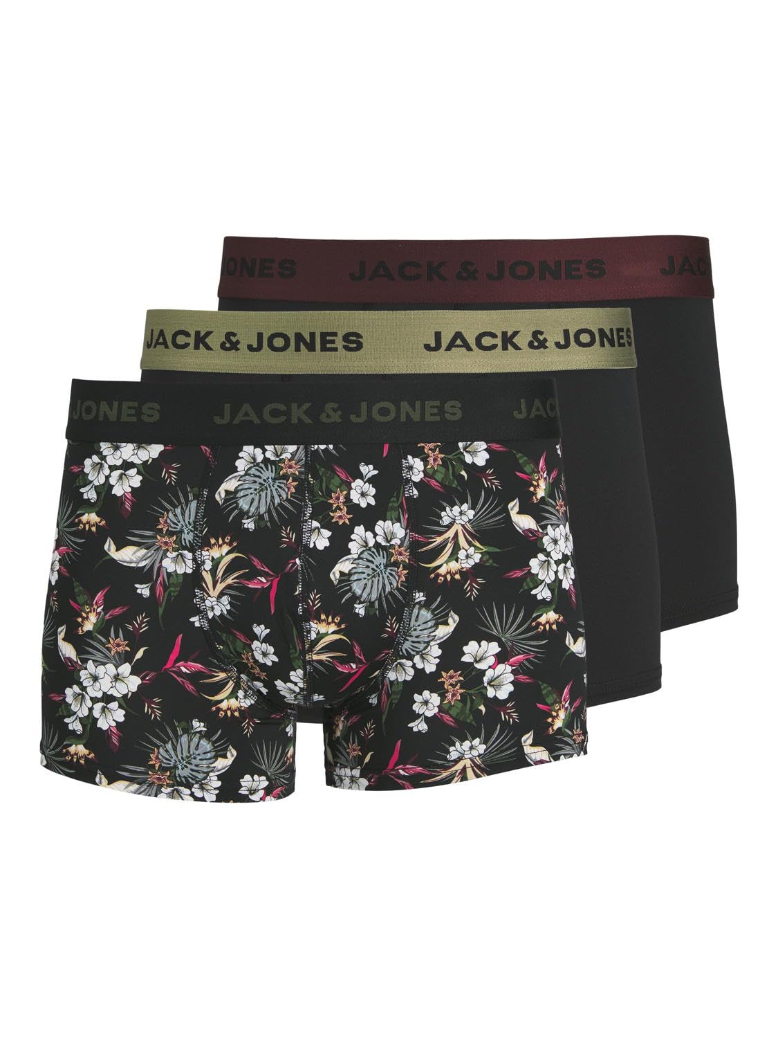 JACK & JONES Men's Boxer Shorts – 3-Pack Solid Color Trunks