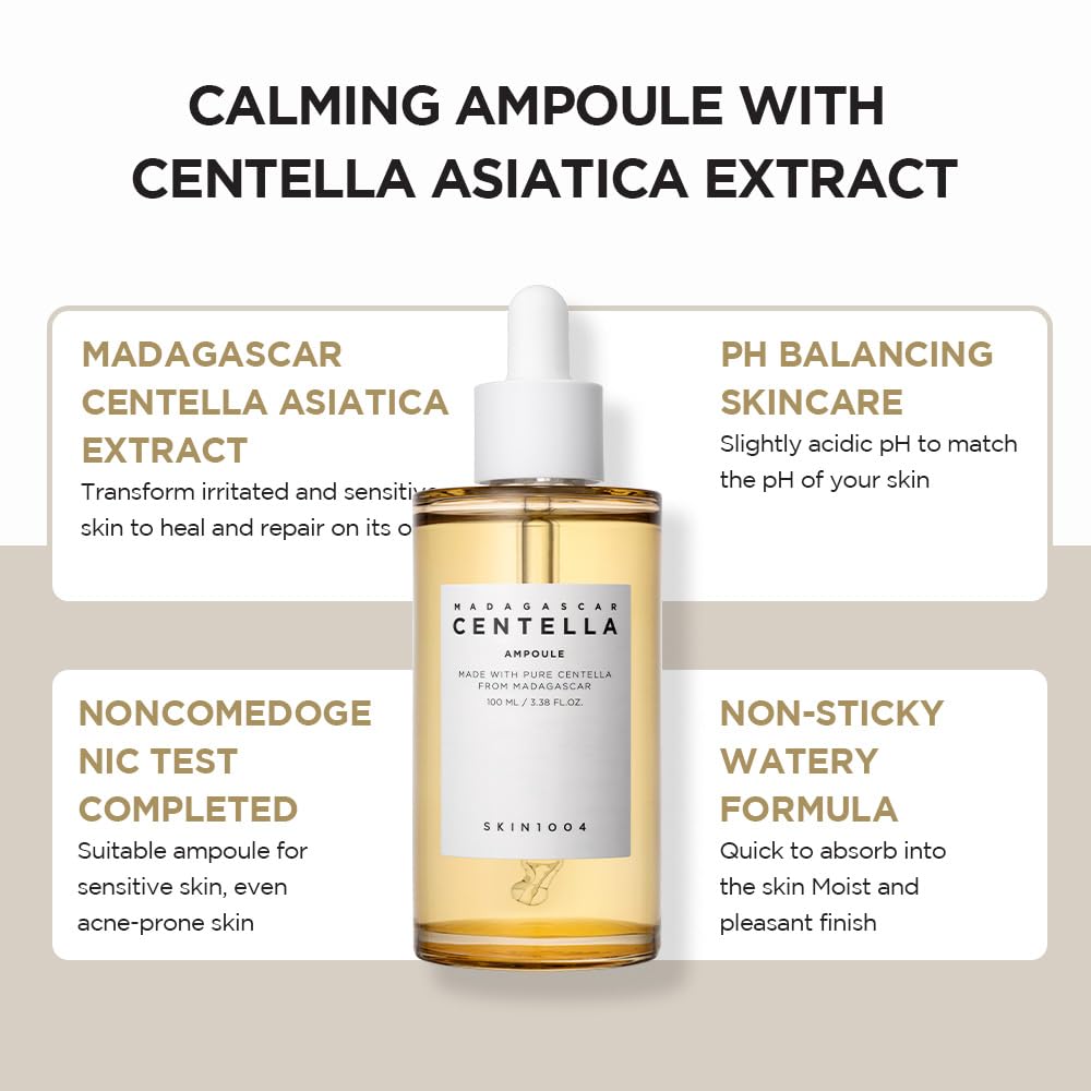 Skin1004, Centella Asiatica del Madagascar 100 ampoules (ml) / Facial serum / 100% Centella Asiatica extract/Soothing skin for sensitive and acne-prone skin
