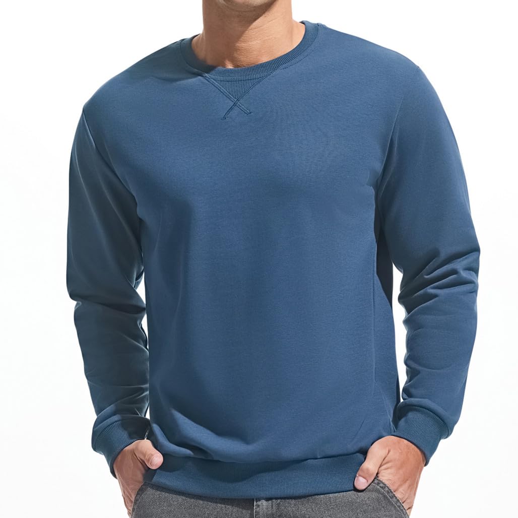 VEIISAR Men’s Basic Sweatshirt – Long Sleeve Crew Neck Pullover