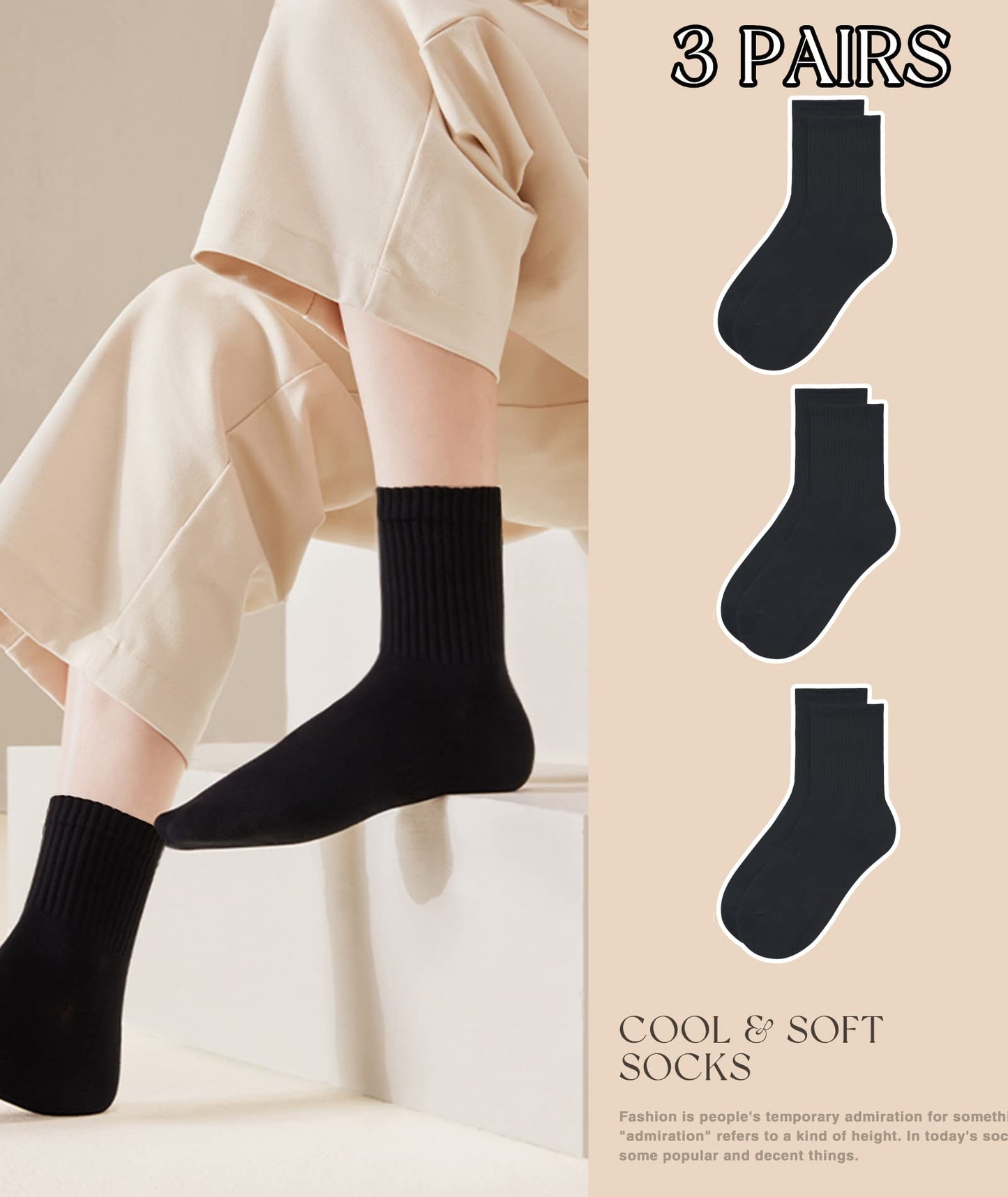 HAVE A TREE Women's Crew Socks – 3 to 6 Pack Lightweight Thin Casual Calf Socks