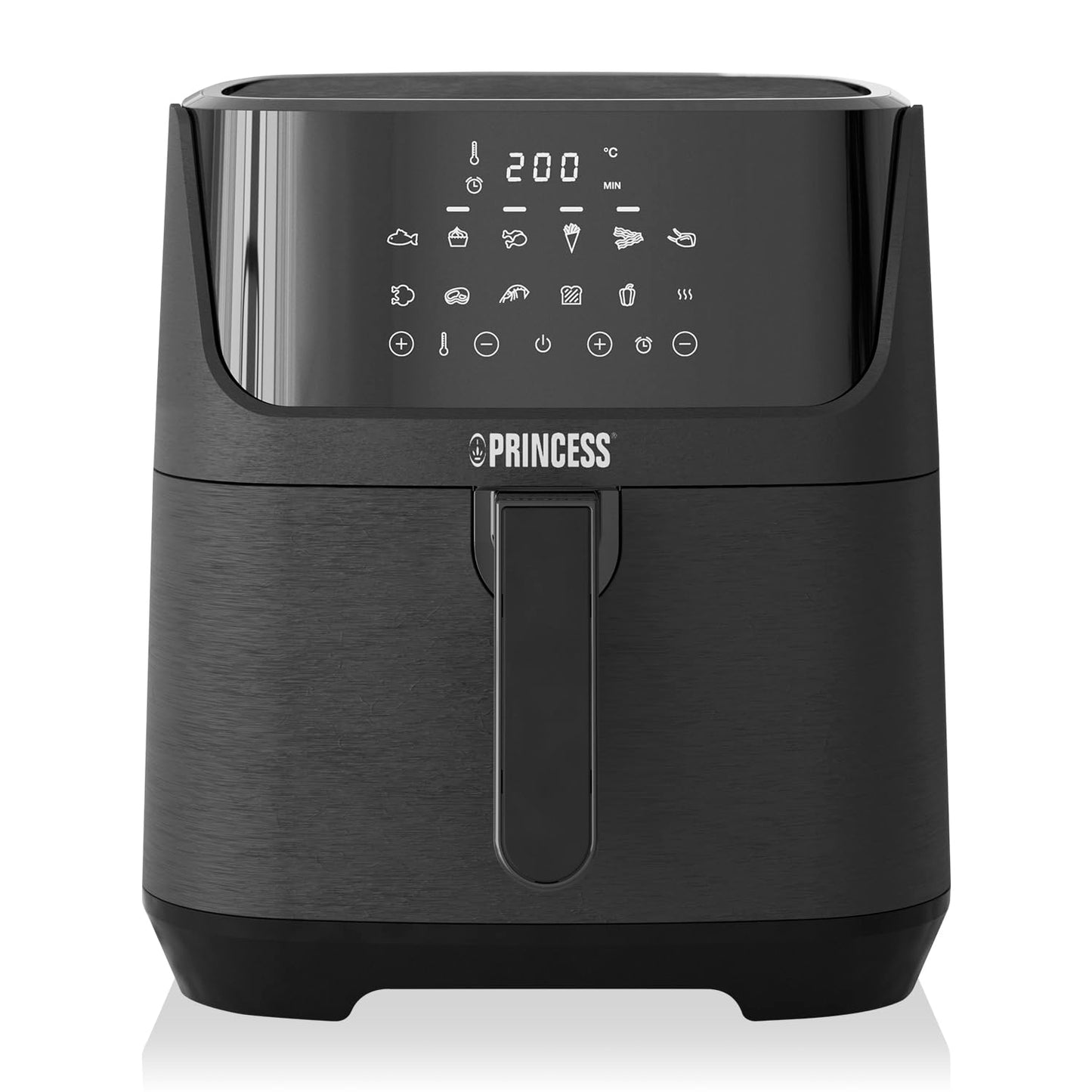 Princess Digital Hot Air Fryer - 6.5 L - with Removable Divider - 60 Percent Less Energy Consumption - Digital Touchscreen - 12 Programmes - Oil Free - Black - 182061