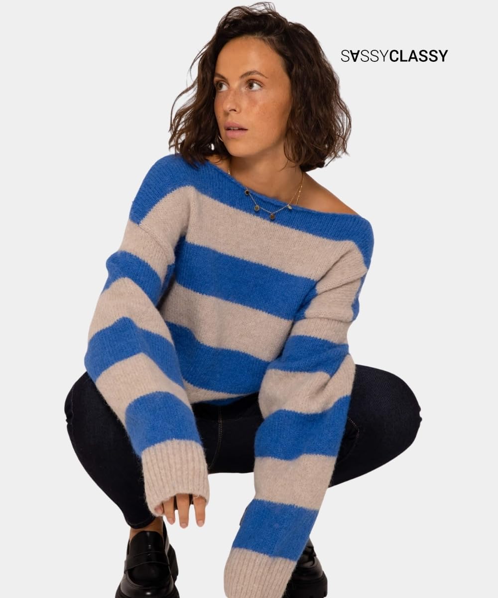 SASSYCLASSY Women’s Striped Oversize Sweater