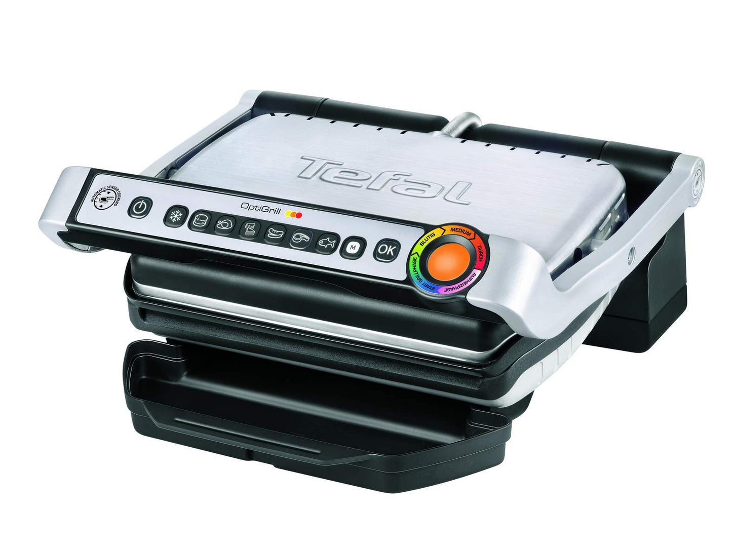 Tefal OptiGrill contact grill, 6 programs, cooking level indicator, removable plates, manual mode, electric grill, black, GC705816