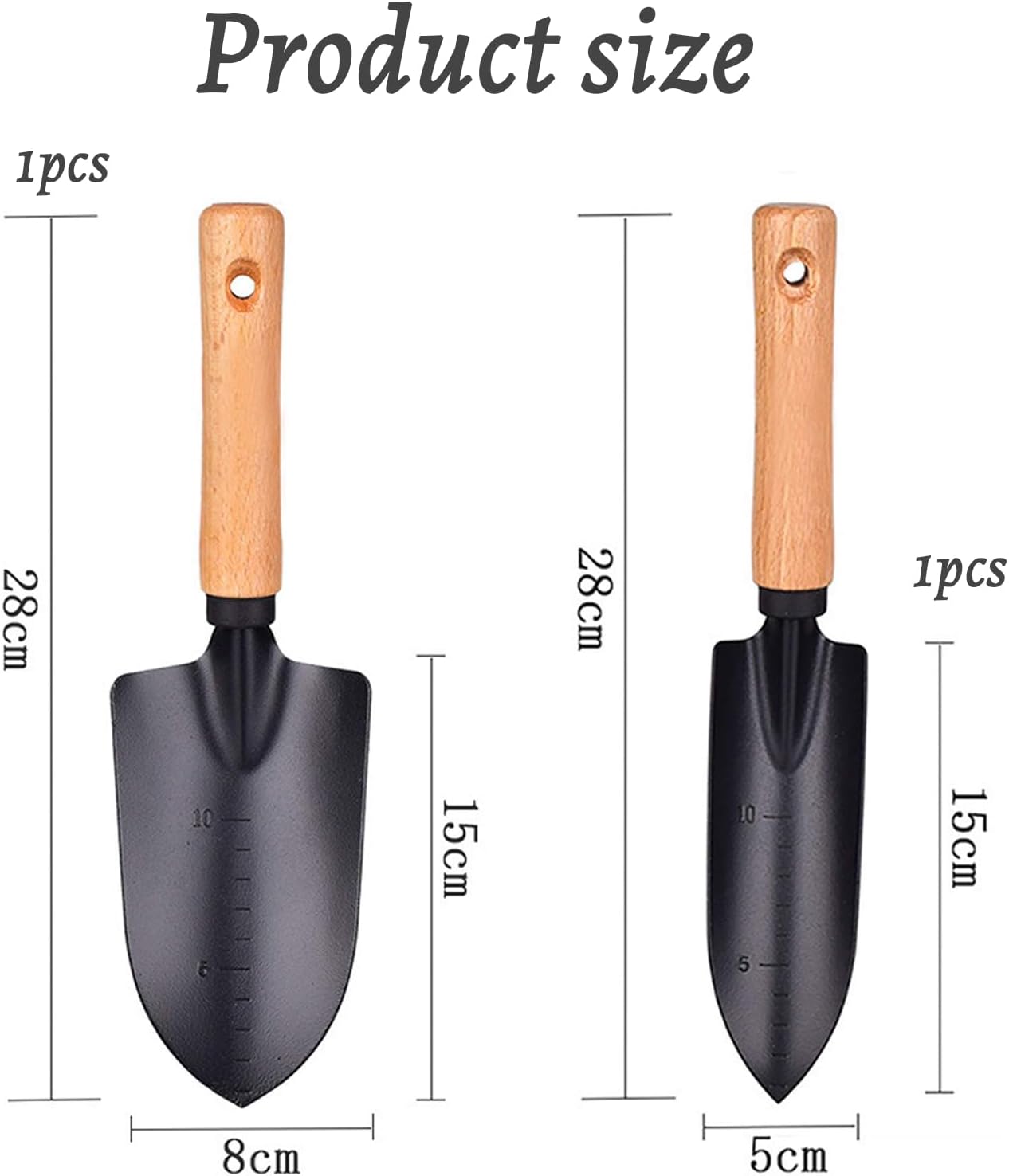 2 Stück Edelstahl Blumenkelle Garden Gartenschaufel Kinder Metall Garten Schaufel Haushalt Graben Rasenkelle Schaufel Handwerkzeug, Mini Garten Schaufeln, Schwarz