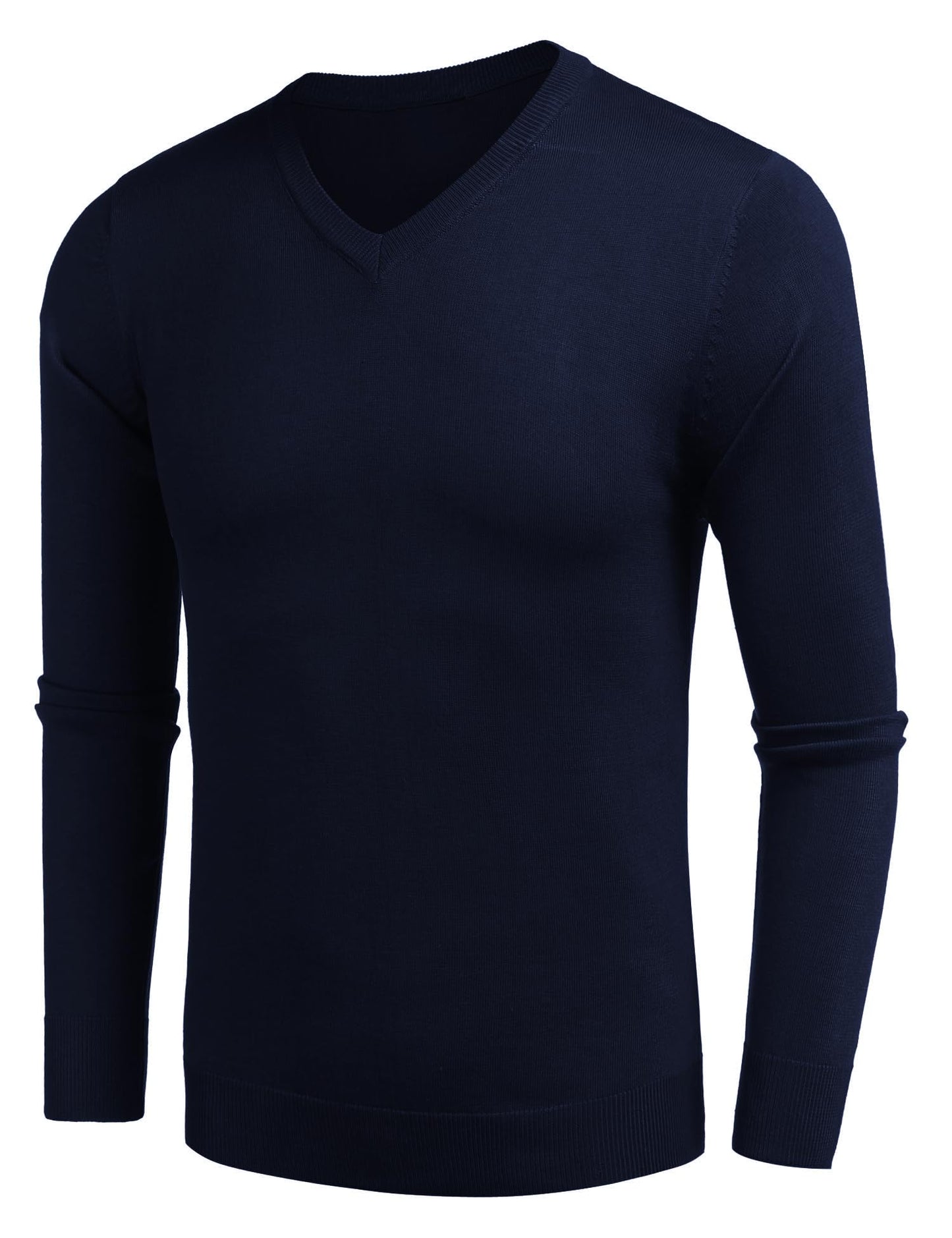 COOFANDY Men’s V-Neck Knit Sweater – Classic Long Sleeve Pullover