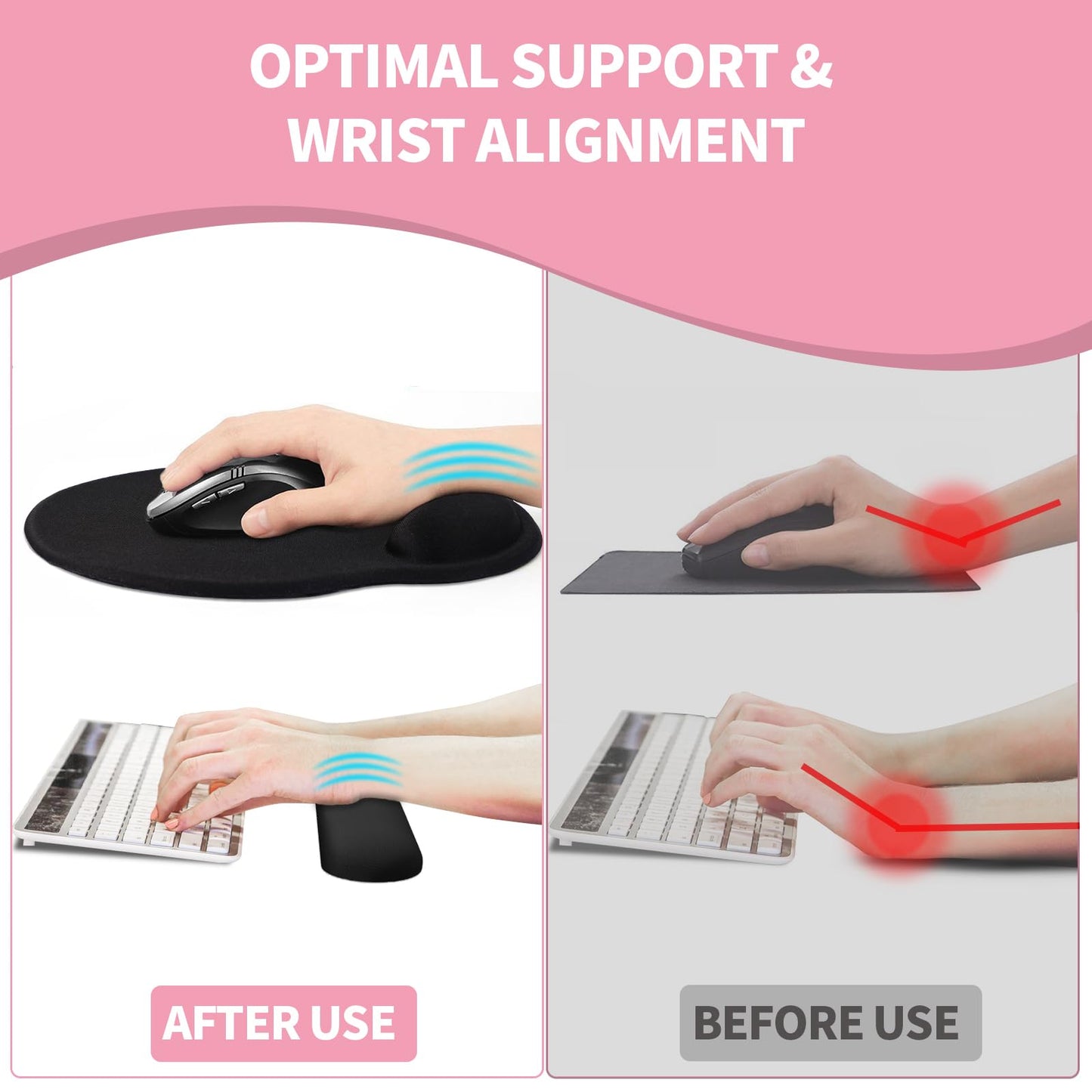 Giecy Mauspad mit Gelkissen,Mousepad mit Handauflage Ergonomisches, Bequemes Computer-Handballenauflage Maus für Laptop,Gaming,Mousepad mit Rutschfester PU-Unterseite (A-Tropische Pflanzen)