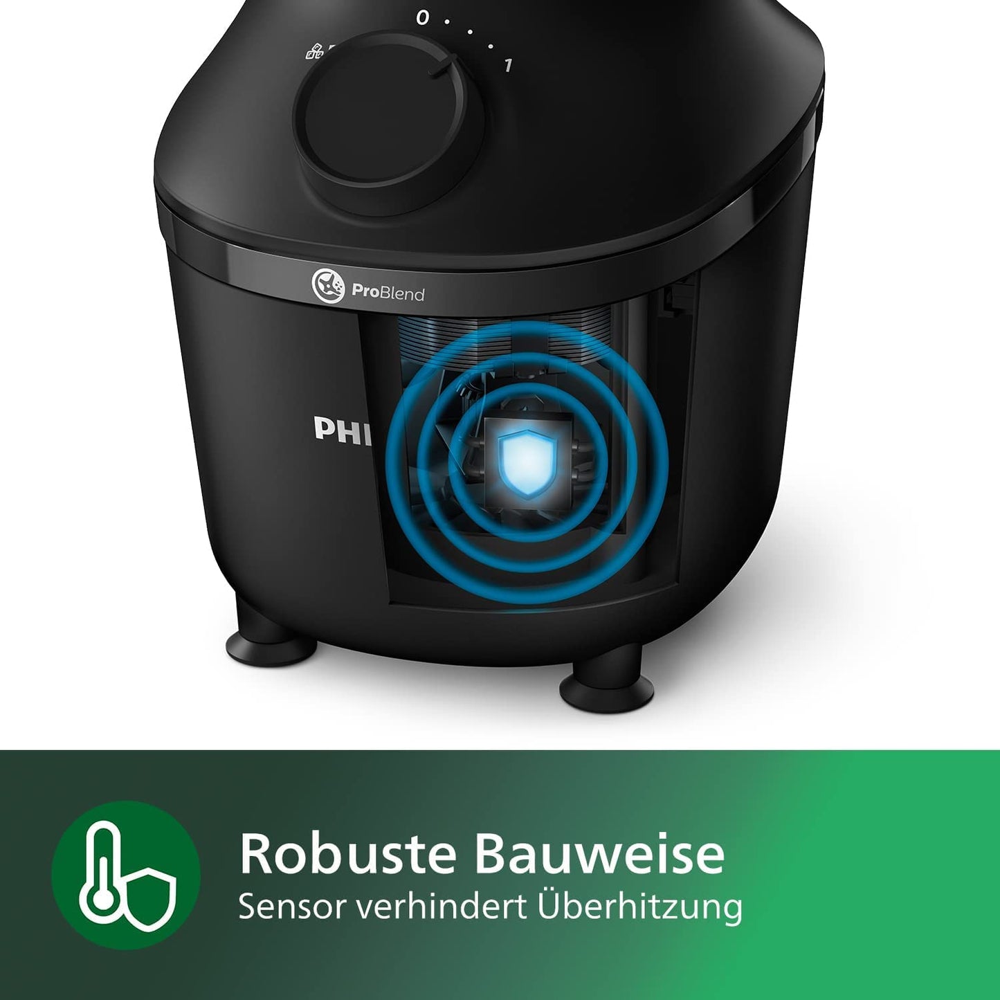 Philips Standmixer (450 Watt, ProBlend-Technologie, 1,9 Liter Kunststoffbehälter, inkl. Trinkflasche) schwarz