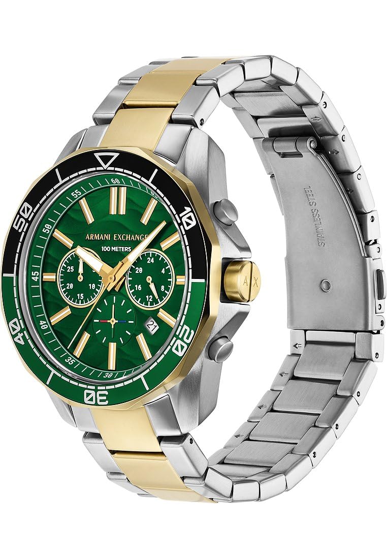 Armani Exchange Watch for Men, Chronograph Movement and 46mm Case Size with Stainless Steel, Leather or Silicone Strap