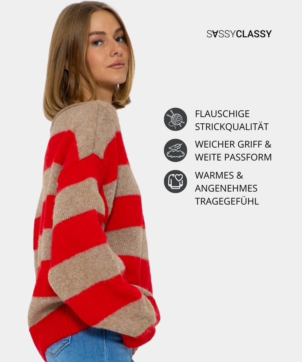 SASSYCLASSY Women’s Striped Oversize Sweater