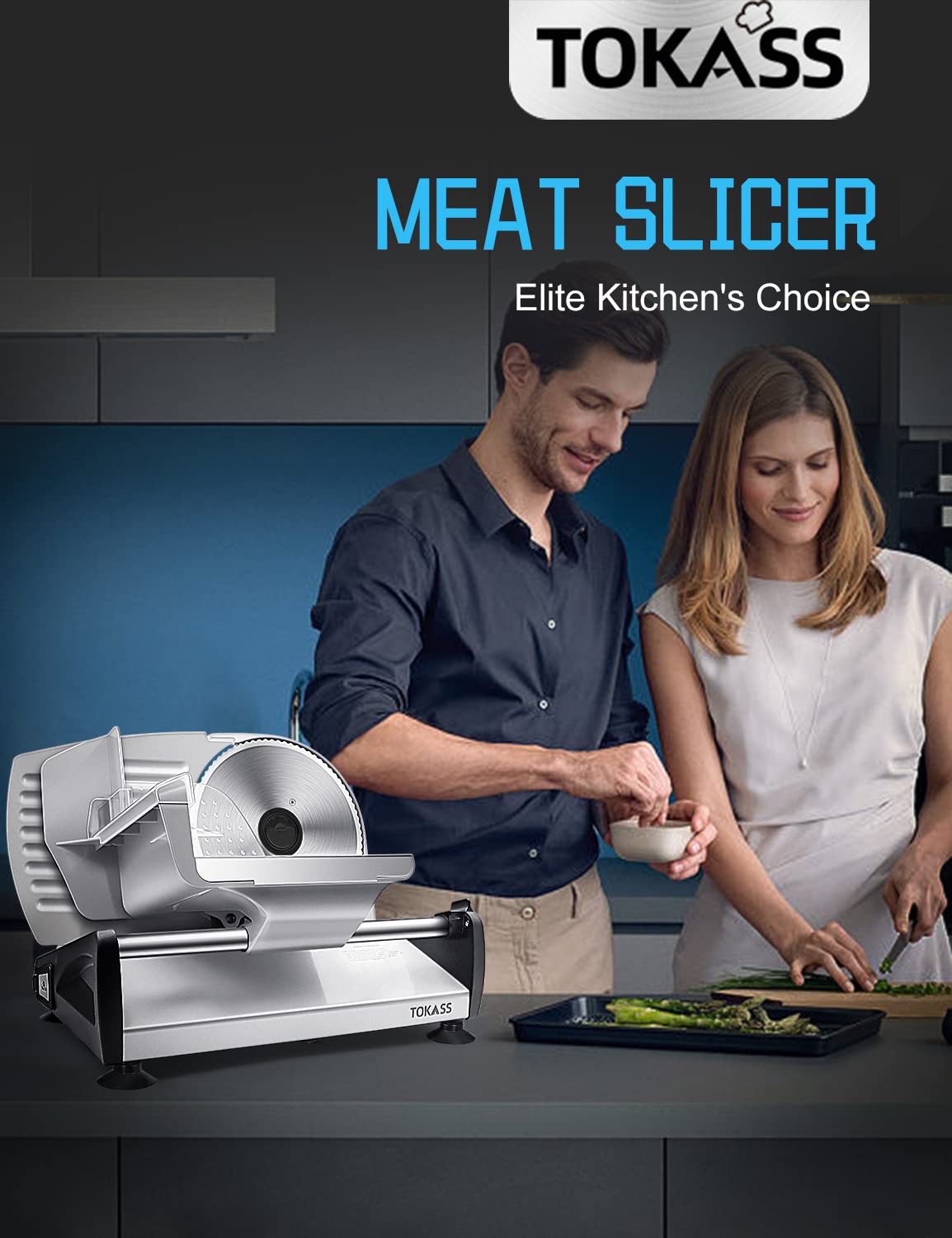 200 Watt Electric Slicer Stainless Steel - Adjustable Food Processor 0 to 15mm - 2 Blades - Sausage Slicer - Bread Slicer, Ham Slicer, Electric Knife Meat & Cheese