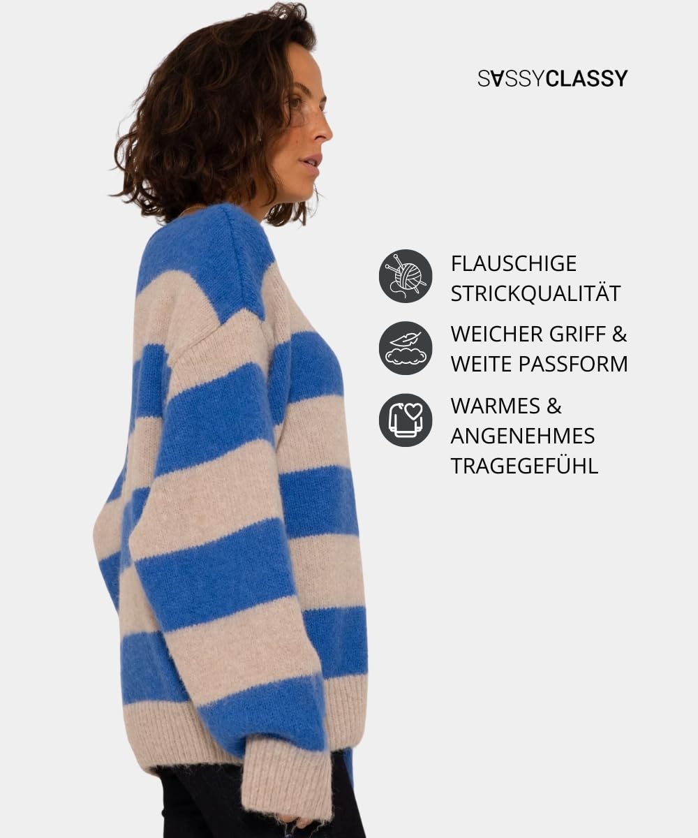 SASSYCLASSY Women’s Striped Oversize Sweater