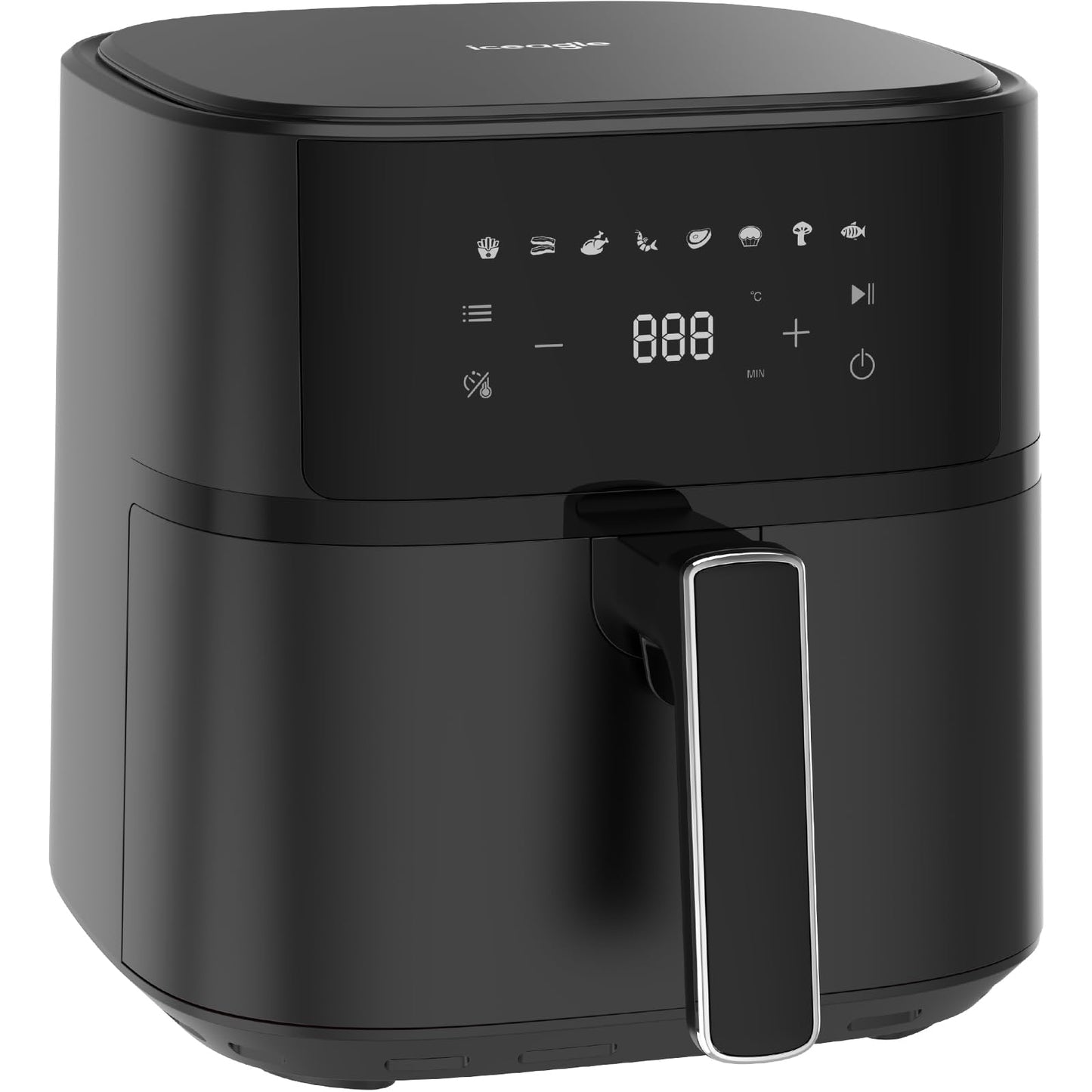 iceagle Heißluftfritteuse 6,5 L Airfryer XL - Fritteuse Ohne Fett mit Metallinnenraum | 1700W Heissluftfriteuse mit 8 Kochprogramme, Digitalem Display, mit deutschem Rezeptbuch