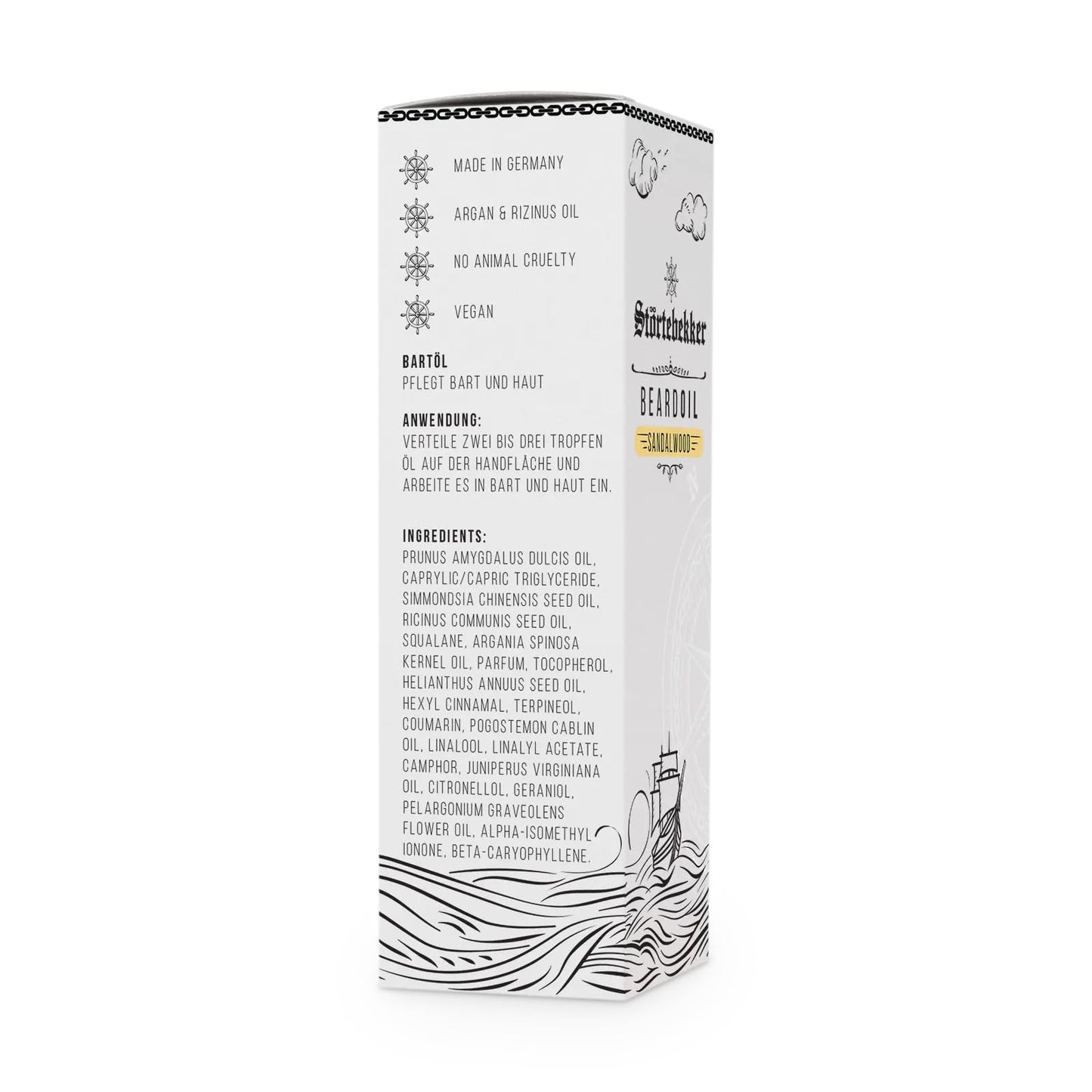 Störtebekker® Premium Bartöl Crusoe - tägliche Bartpflege für 3-Tage-Bart bis Vollbart - 50ml Beard Oil Vegan - Bart Öl Herren mit angenehmen Duft - Hochwertige Inhaltsstoffe - Made in Germany