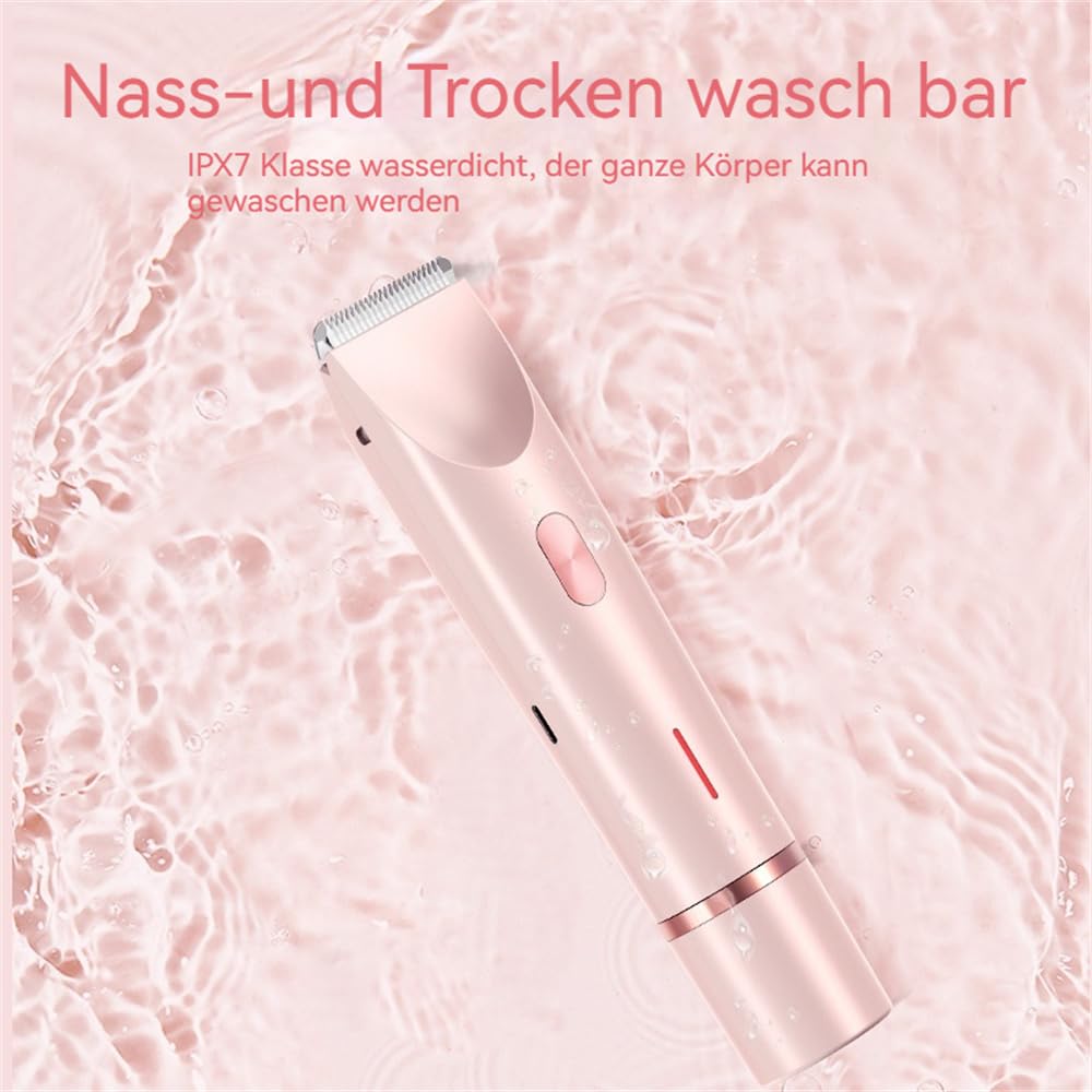 Pelvora Trimmer, 2-In-1 Elektrischer Rasierer Damen Intimbereich Intimrasierer für Frauen, Wasserdicht Elektrische Intimrasierer für Frauen (Rosa)
