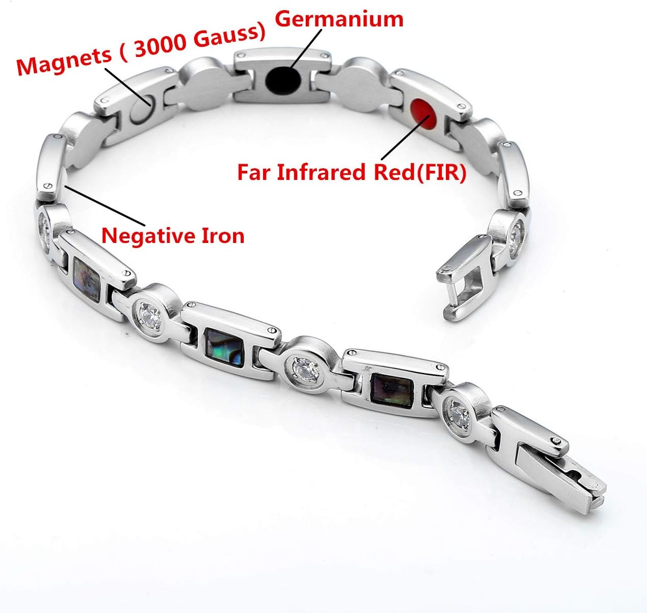 Women's Stainless Steel Magnetic Bracelet with Zirconia