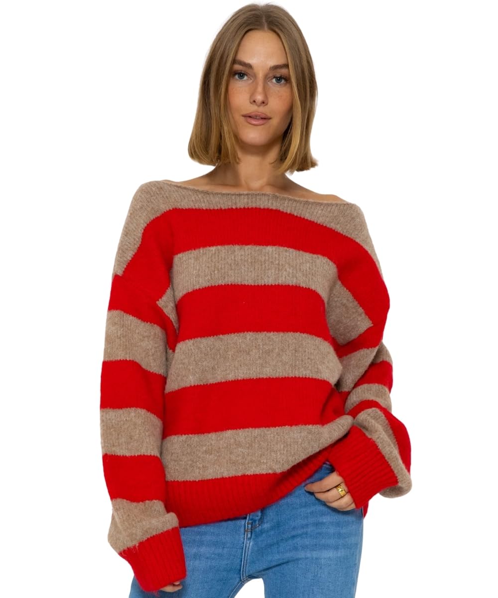 SASSYCLASSY Women’s Striped Oversize Sweater