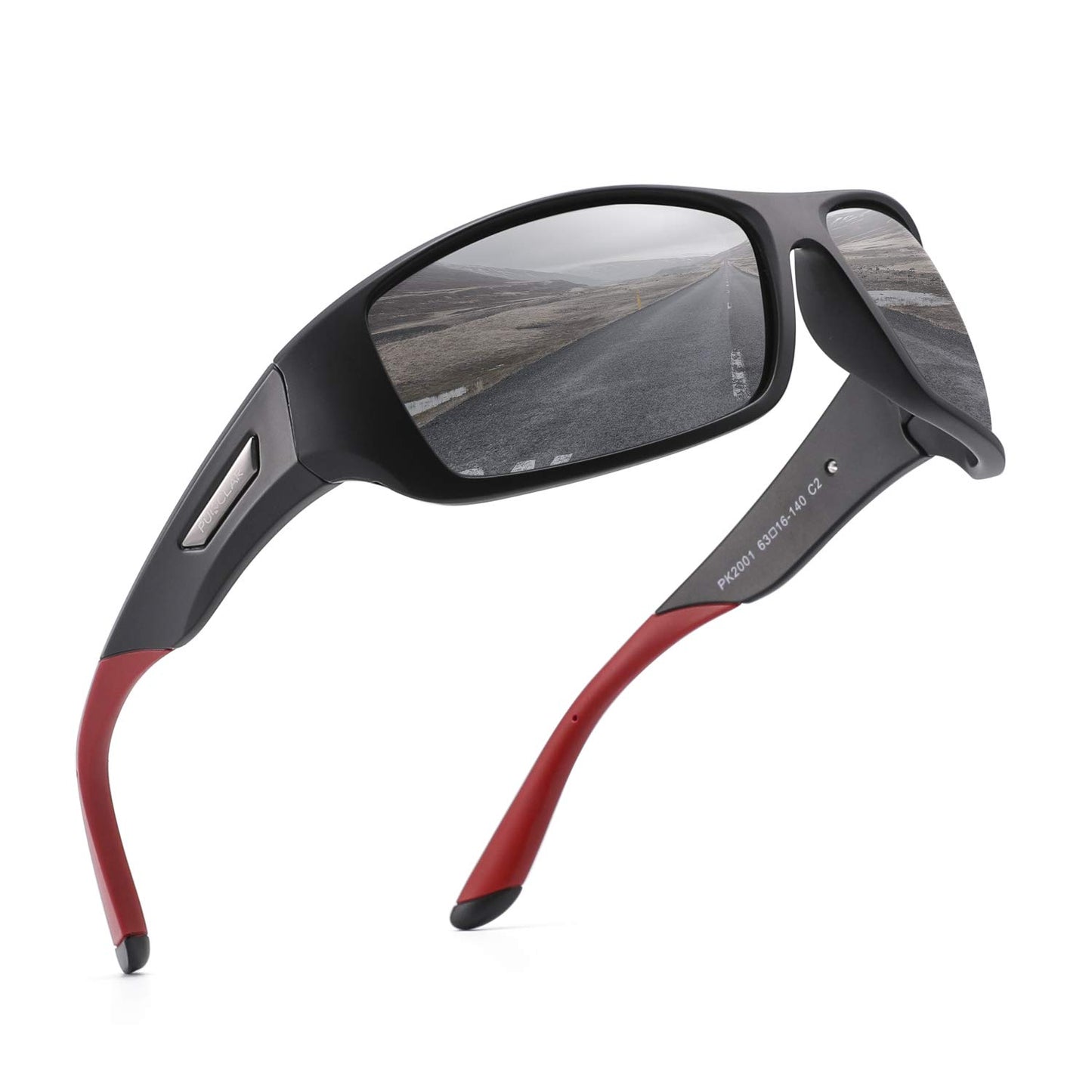 PUKCLAR Sonnenbrille Herren Polarisierte Sportbrille Radsportbrillen Fahrerbrille UV400 Schutz Cat 3 TR90