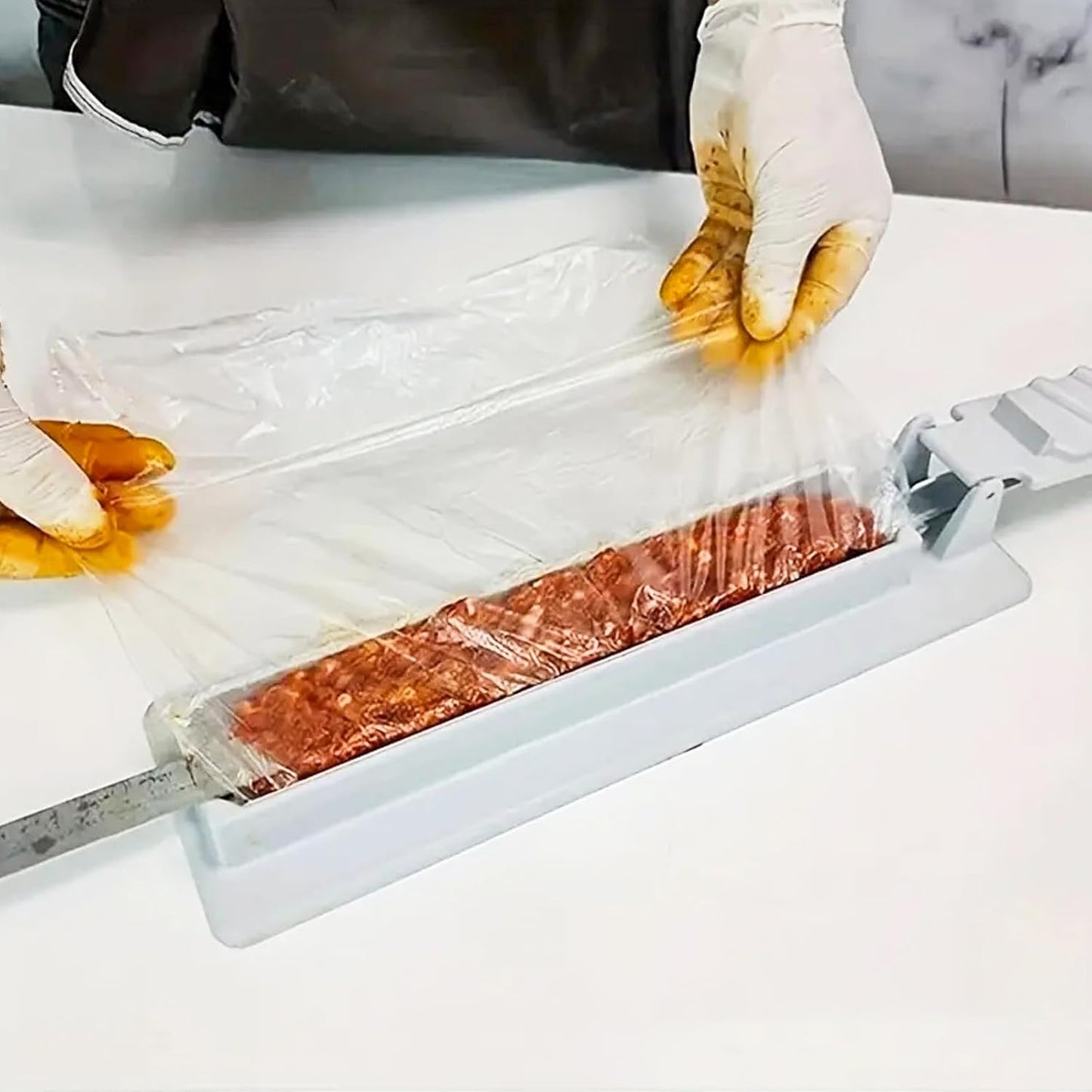 Kebab Maker, 11 Zoll Lange Pressform, Dicker Kunststoff Manuelle Kebab Form,Türkischer Schaschlik, Kebab Maker und Kabob Spieße, Kebab Maker Presse Weiß, Kebab Maker Machine für Grillen Picknick