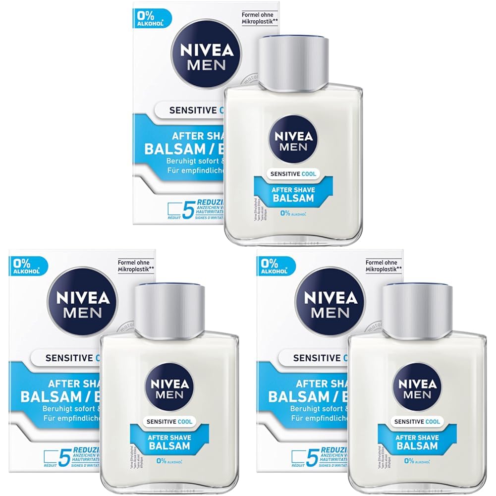 NIVEA MEN Sensitive Cool After Shave Balsam (100 ml), beruhigendes After Shave, Hautpflege nach der Rasur mit Kamille und Vitamin E