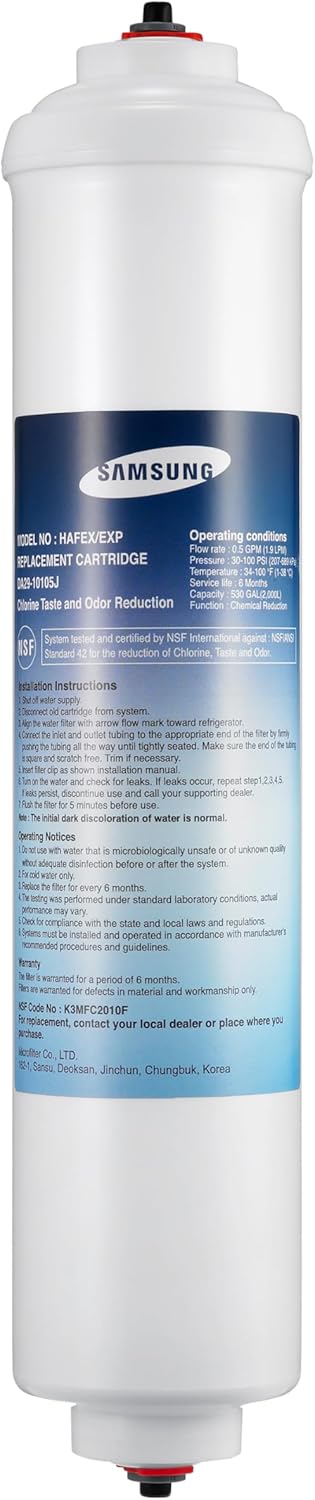 Samsung External Water Filter HAFEX/EXP for French Door Refrigerators, NSF Certified, Original Spare Part