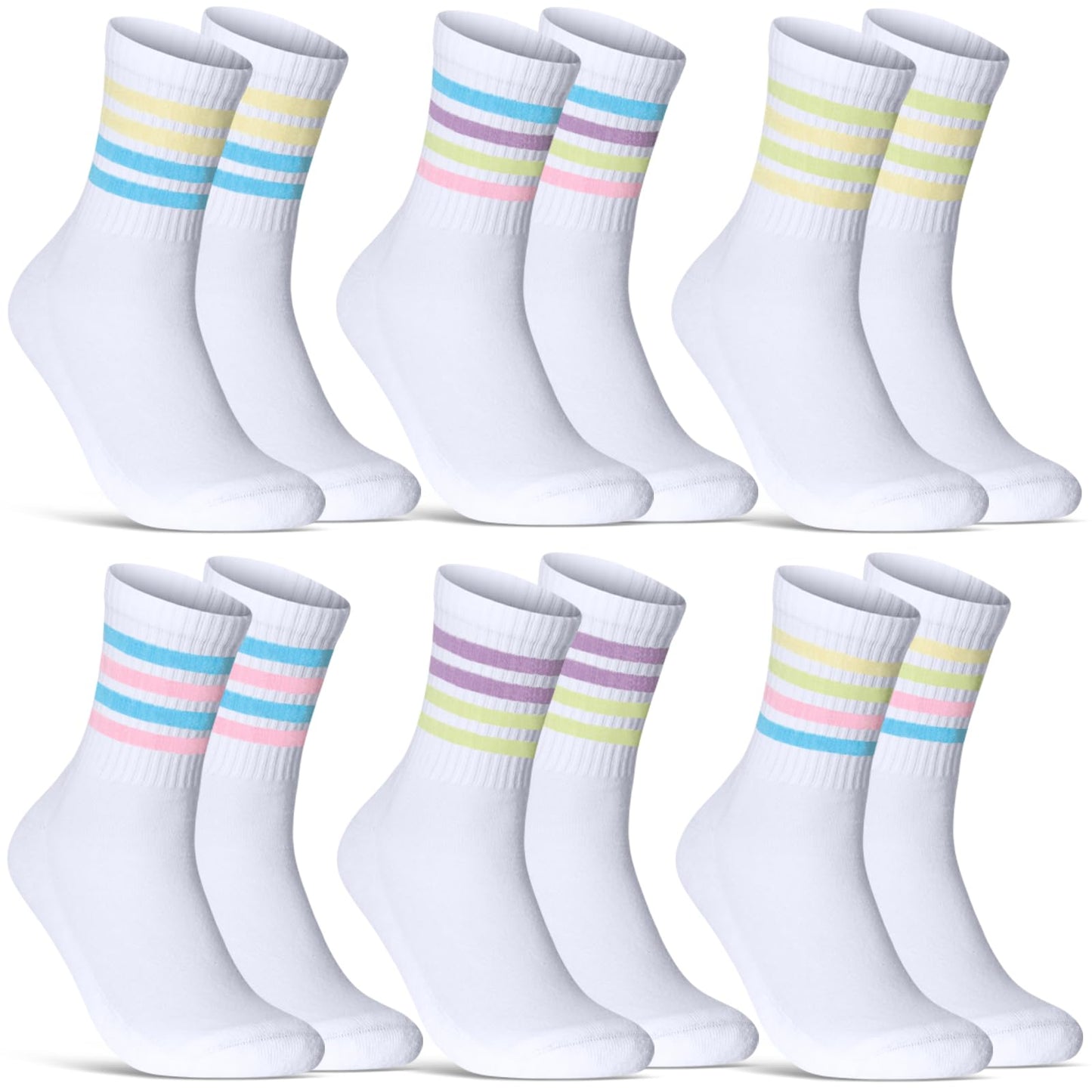 Women's Tennis Socks (6 Pairs) Sports Socks with Reinforced Heel & Toe