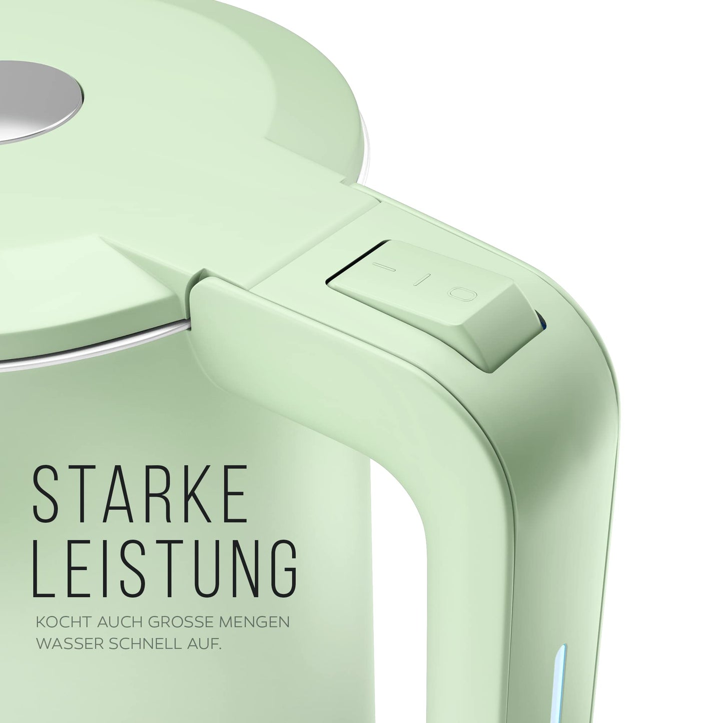 Balter Wasserkocher Edelstahl WK-4, 1,7 Liter, elektrischer Wasserkocher, Doppelwand Design, BPA frei, LED, Teekocher Kompakt, leise (Schwarz)